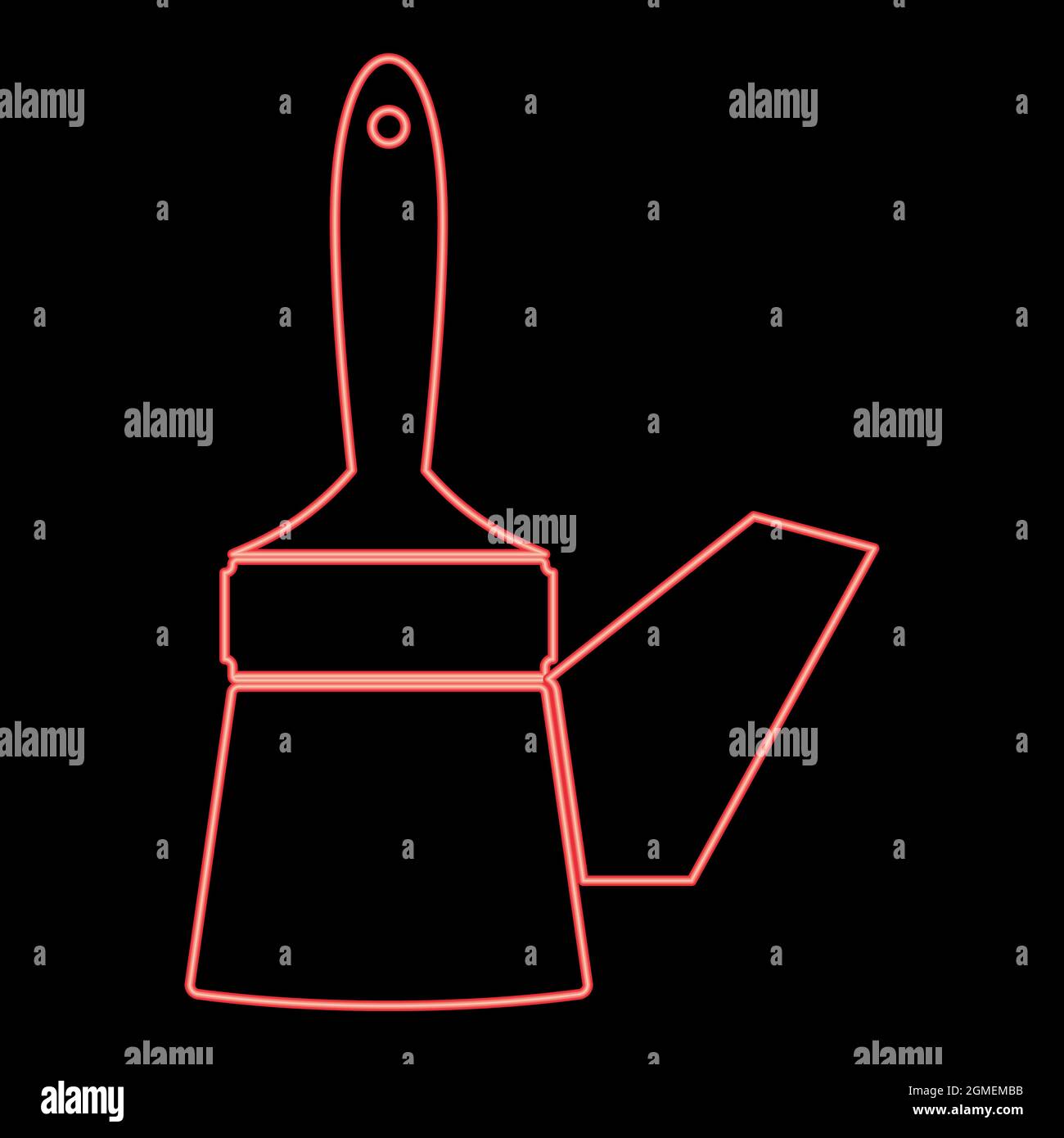 Neon paint brush red color vector illustration flat style light image