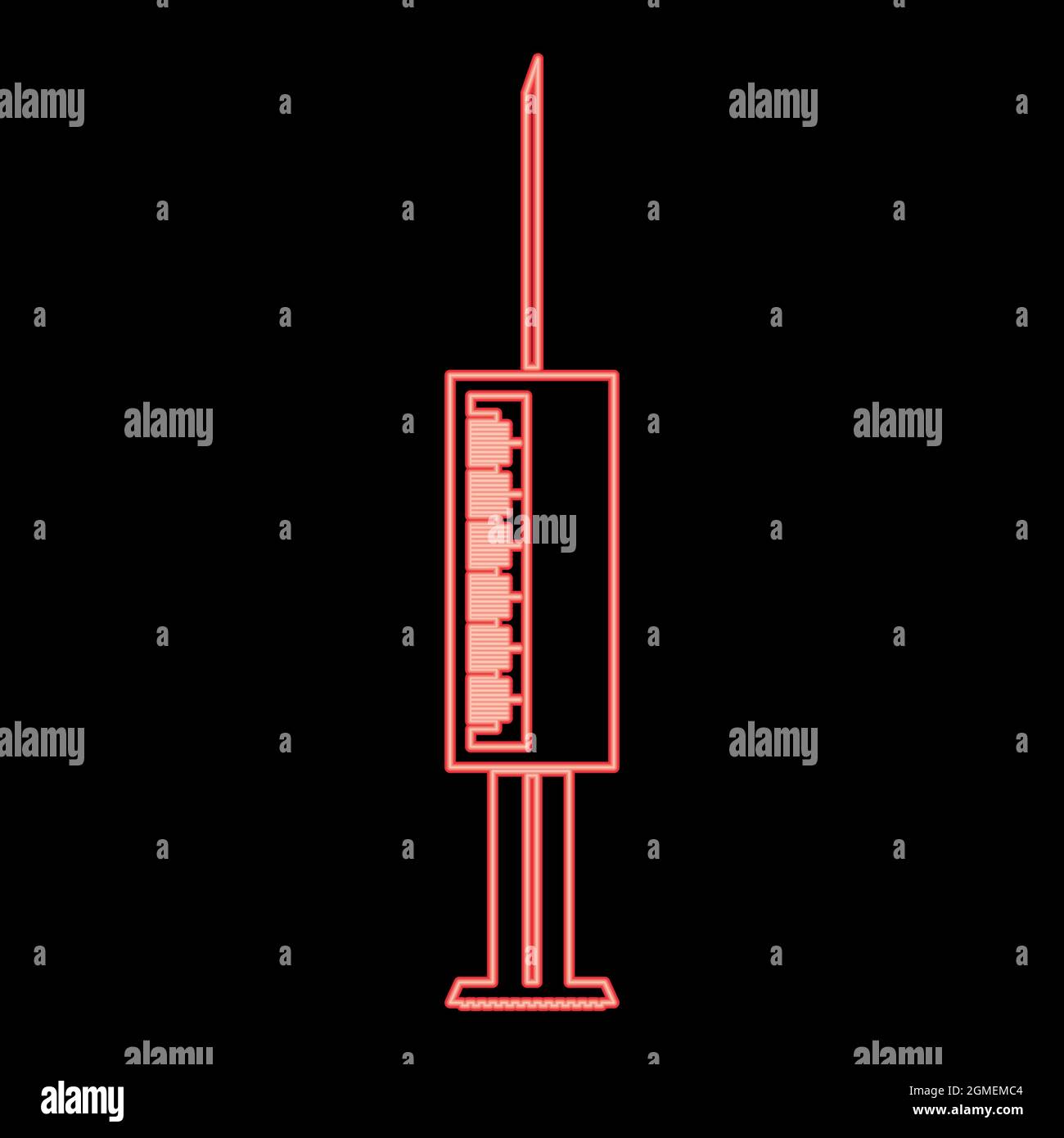 Neon syringe red color vector illustration flat style light image Stock Vector