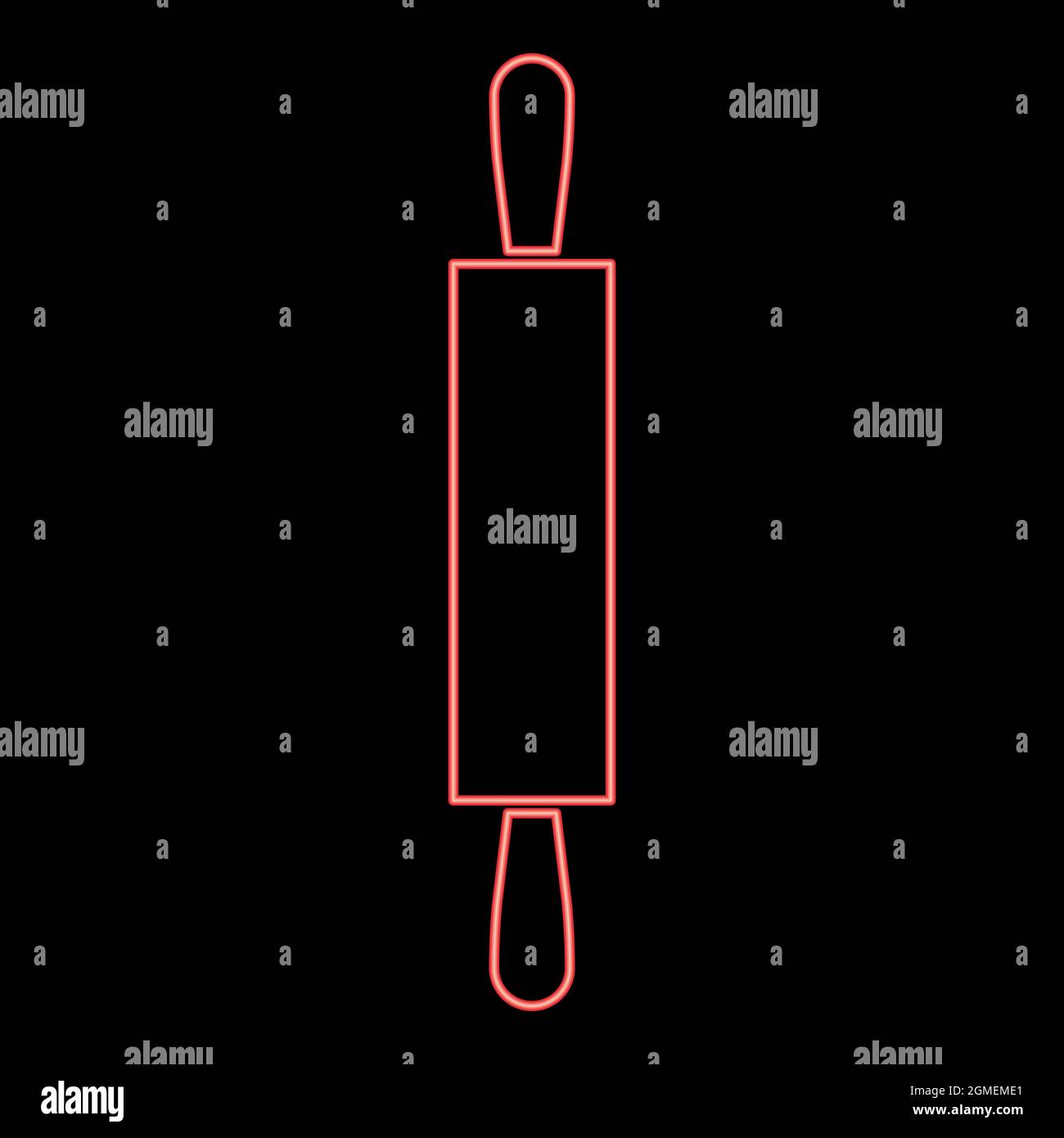 Neon rolling pin red color vector illustration flat style light image Stock Vector