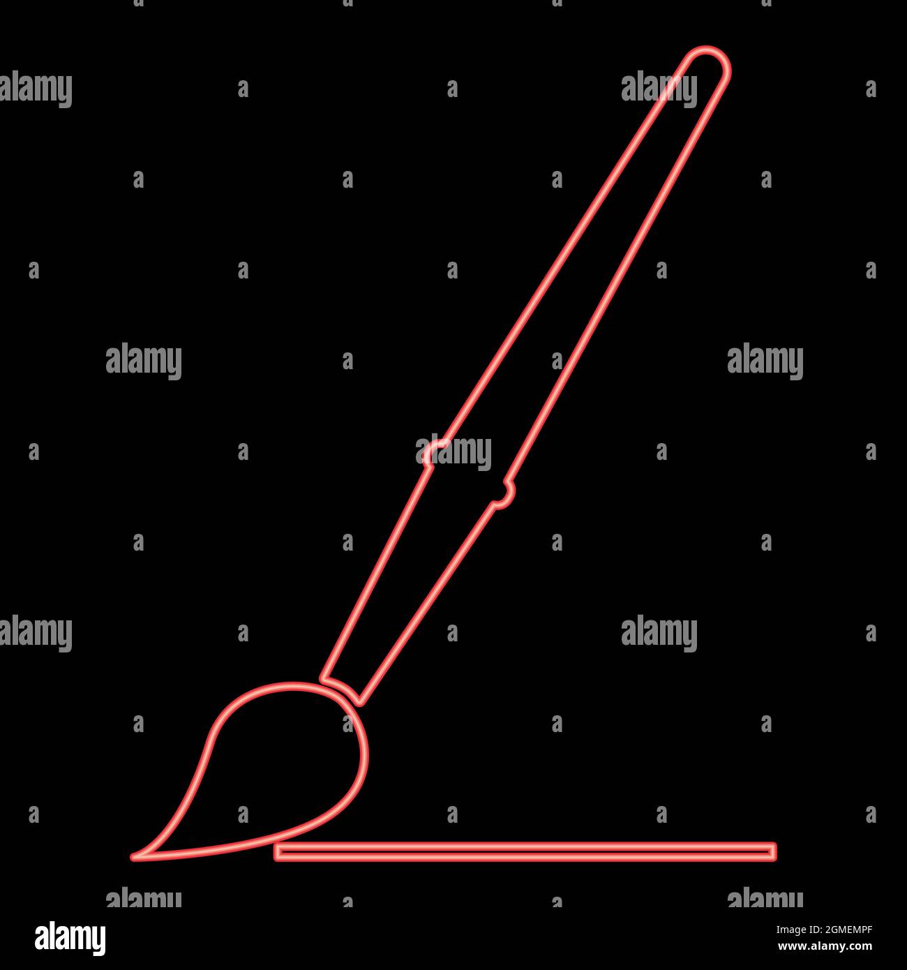 Neon art paint brush red color vector illustration flat style light