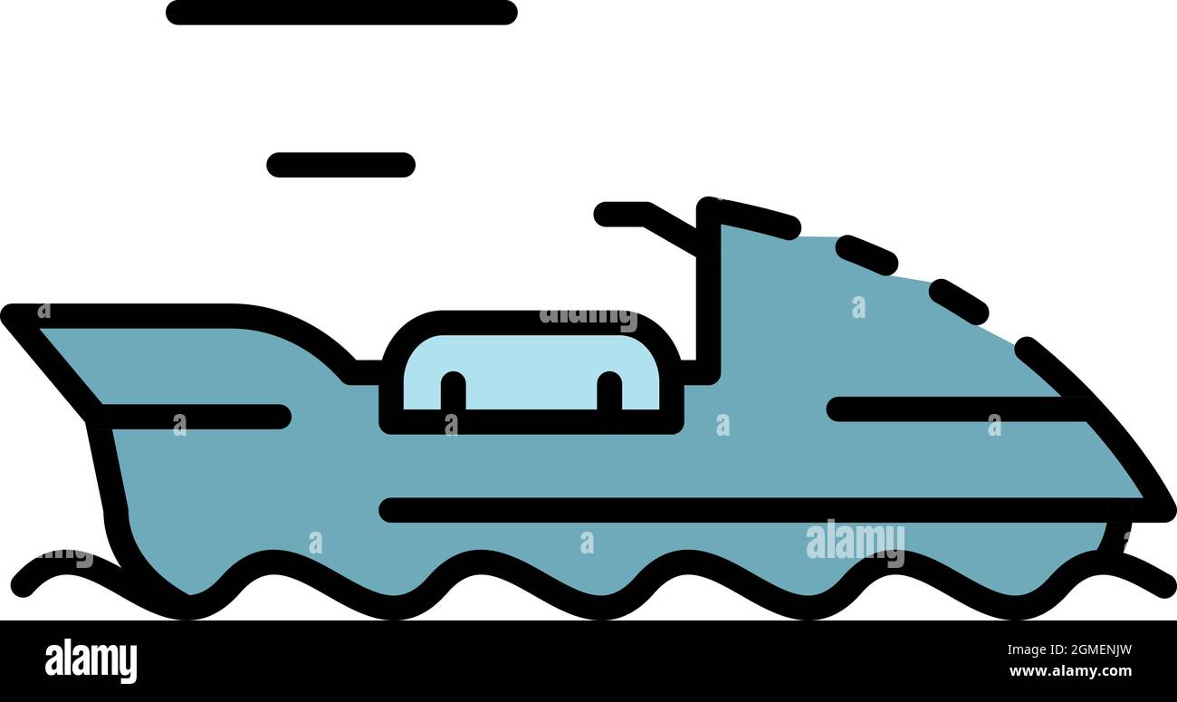 Water bike icon. Outline water bike vector icon color flat isolated ...