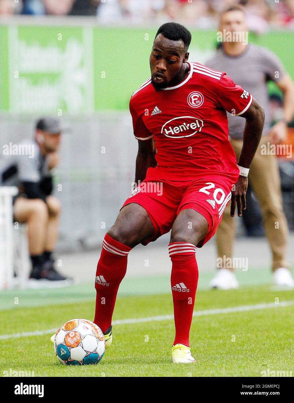 Duesseldorf Germany 18th Sep 2021 Football 2 Bundesliga Fortuna Dusseldorf Jahn Regensburg Matchday 7 Merkur Spiel Arena Khaled Narey From Dusseldorf Plays The Ball Credit Roland Weihrauch Dpa Important Note In Accordance