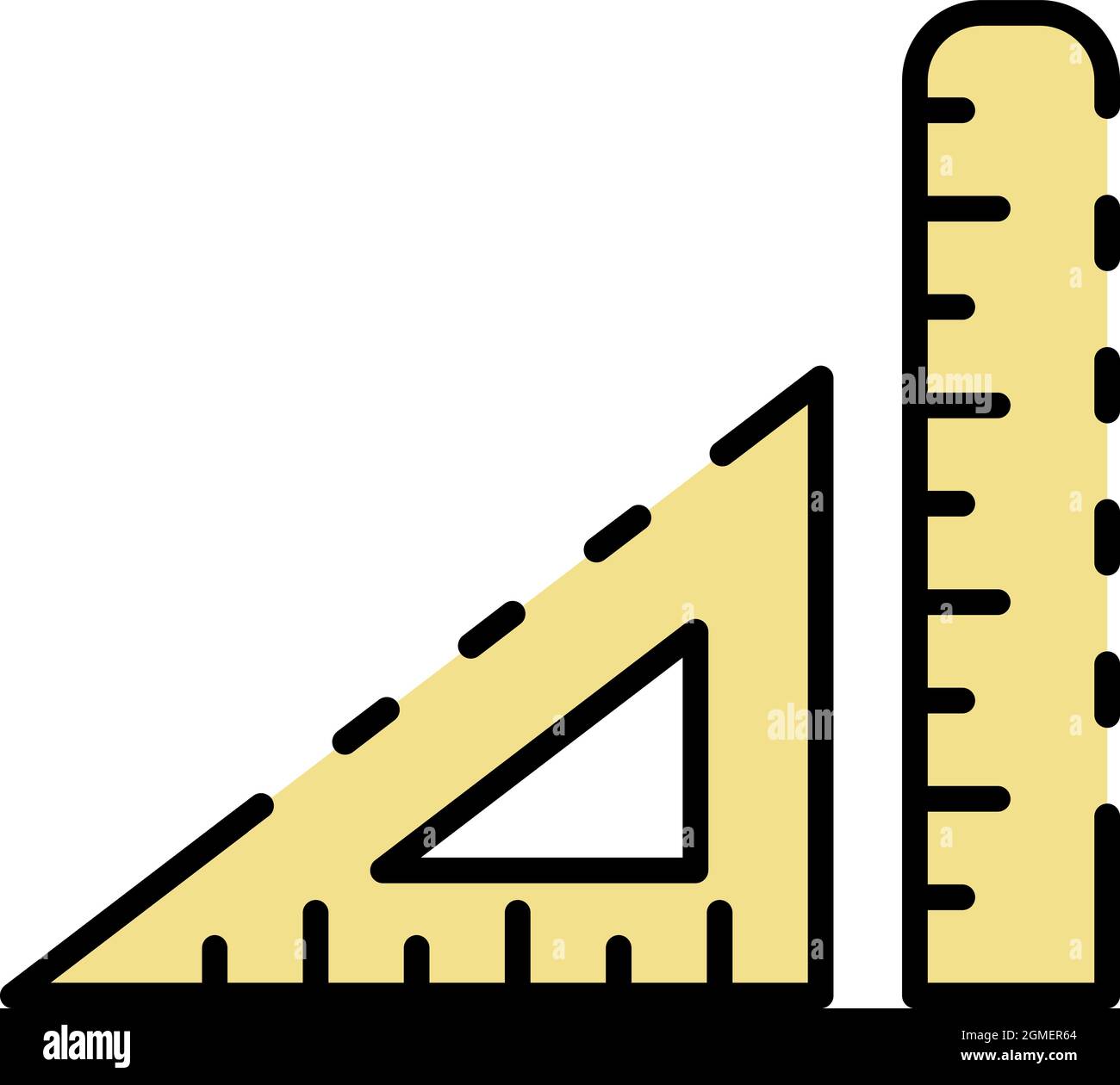 Wood ruler icon. Outline wood ruler vector icon color flat isolated ...