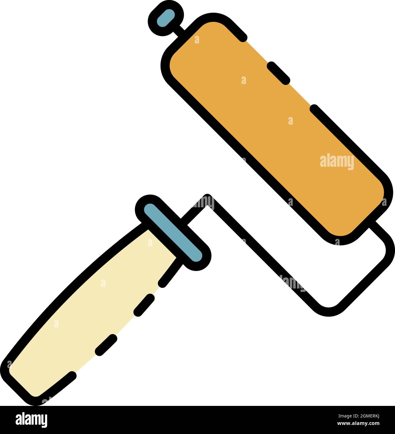 Paint roler icon. Outline paint roler vector icon color flat isolated ...