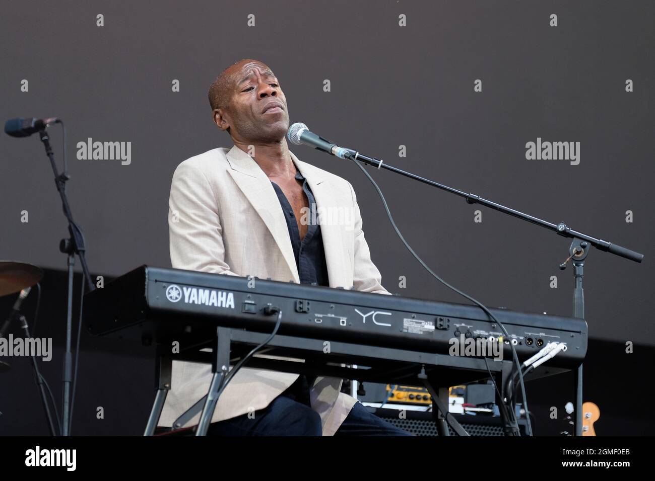 Newport, UK. 18th Sep, 2021. Andrew Roachford, MBE, British singer songwriter and keyboard player with the pop, rock and soul band Roachwood performing live on stage at the Isle of Wight Festival. Credit: SOPA Images Limited/Alamy Live News Stock Photo