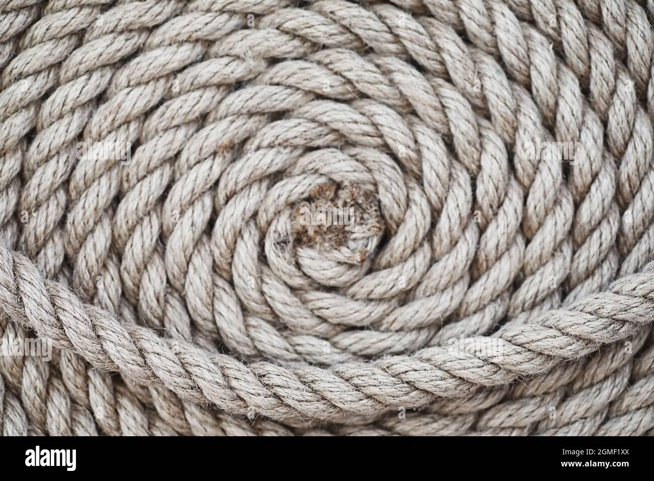 Braided thick rope tied in a skein. Hemp rope for decoration and