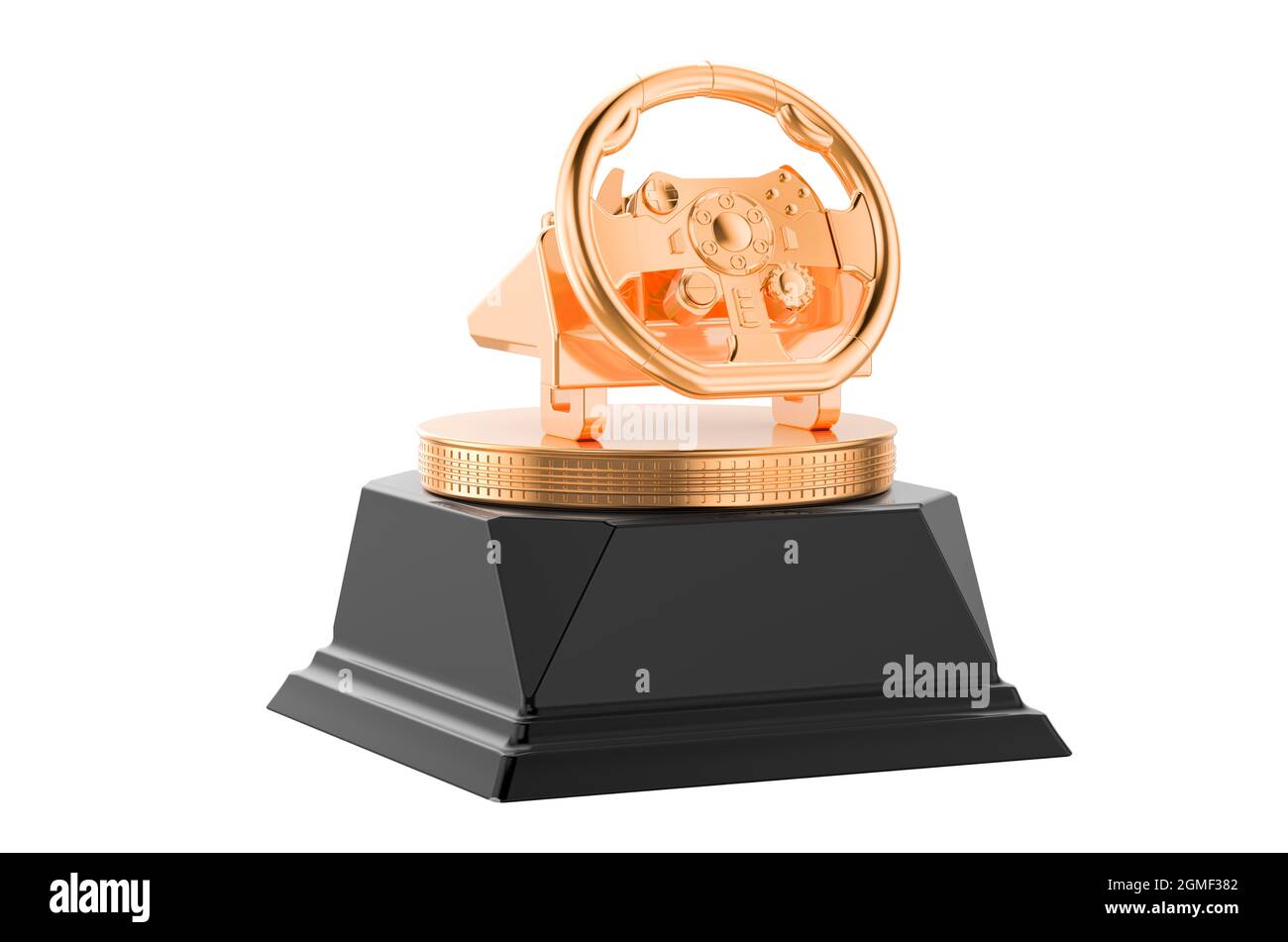 Gaming steering wheel golden award concept. 3D rendering isolated on ...