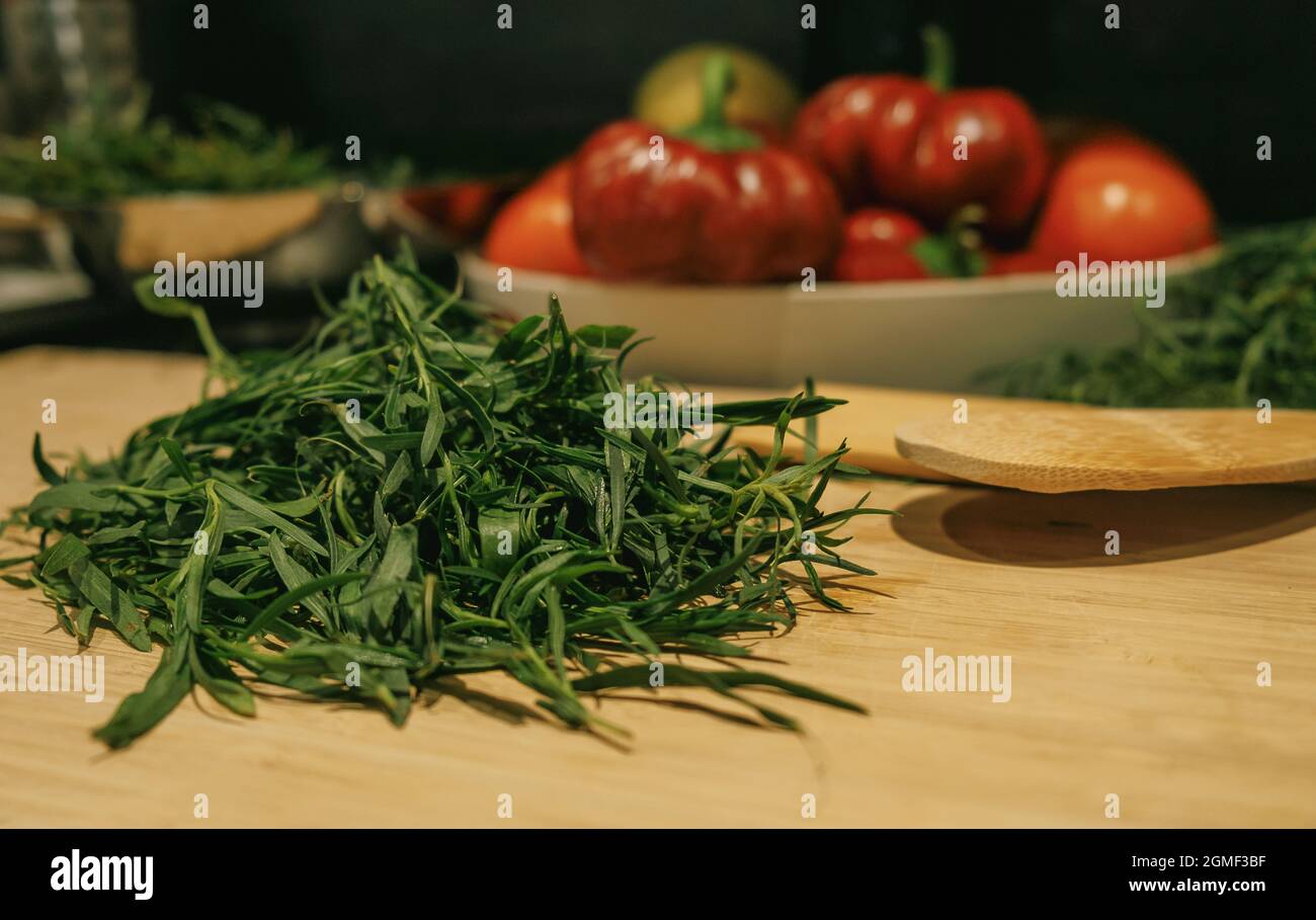 Dried tarragon ingredient Stock Photo Alamy