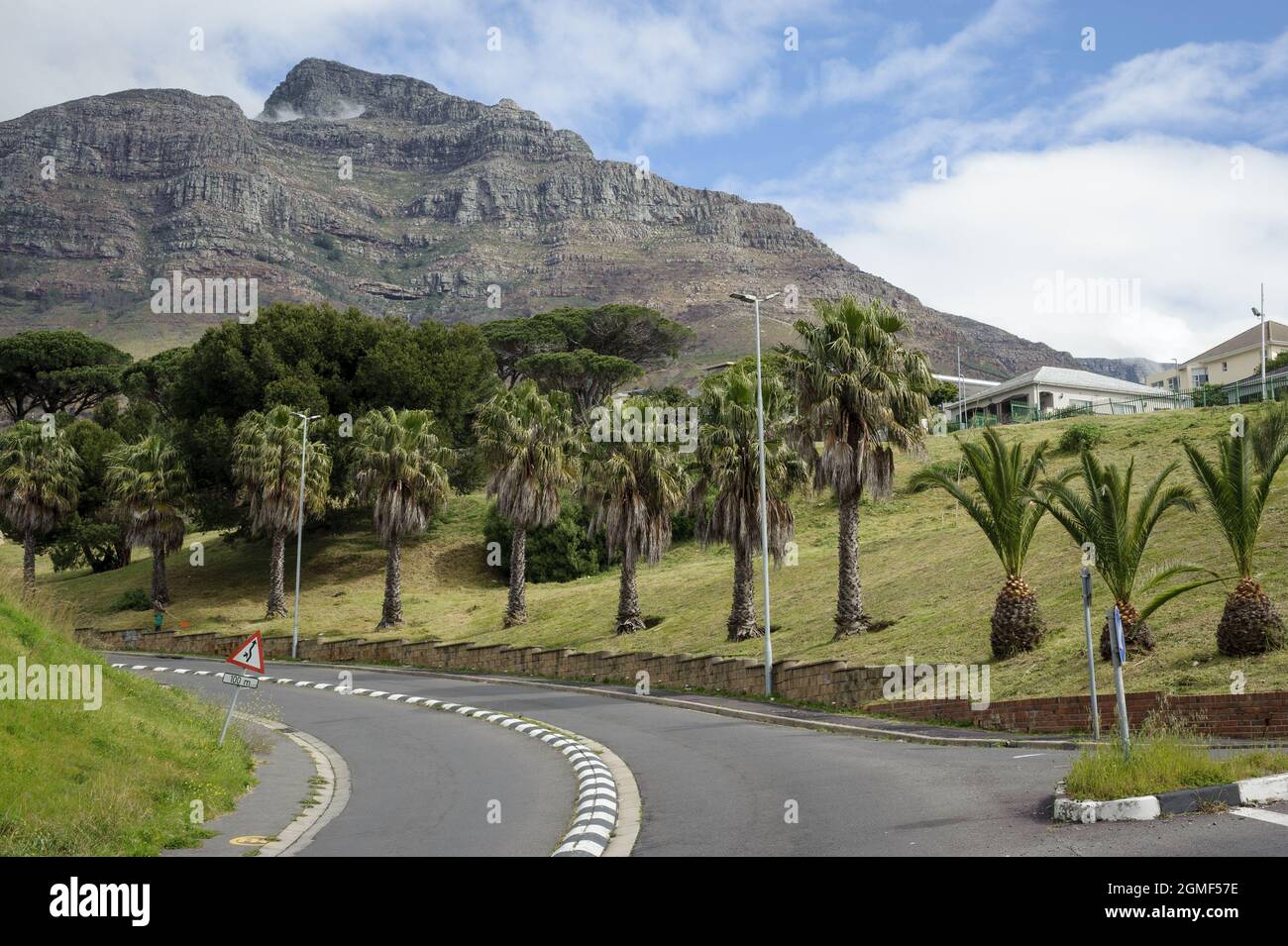 Cape Town's Devils Peak mountain and part of the Table Mountain range that makes the South African city globally recognised by its topography Stock Photo