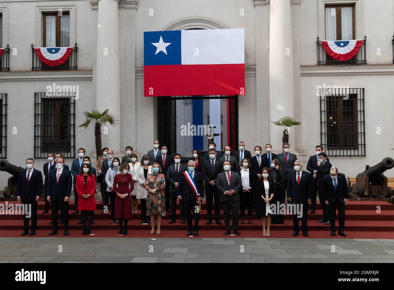 Santiago, Metropolitana, Chile. 18th Sep, 2021. President PiÃ±era and his under secretaries take the official government photo at the La Moneda presidential palace, on the day that Chile's independence is celebrated. September 18, 2021. (Credit Image: © Matias Basualdo/ZUMA Press Wire) Stock Photo