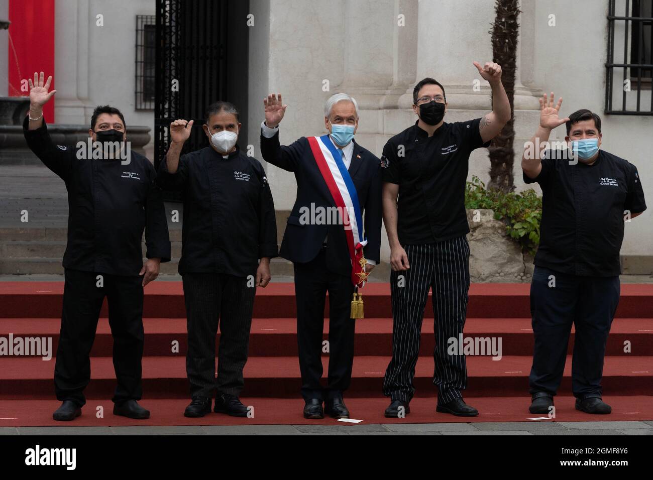 Santiago, Metropolitana, Chile. 18th Sep, 2021. President PiÃ±era and his kitchen team take official photos at the La Moneda presidential palace, on the day that Chile's independence is celebrated. September 18, 2021. (Credit Image: © Matias Basualdo/ZUMA Press Wire) Stock Photo