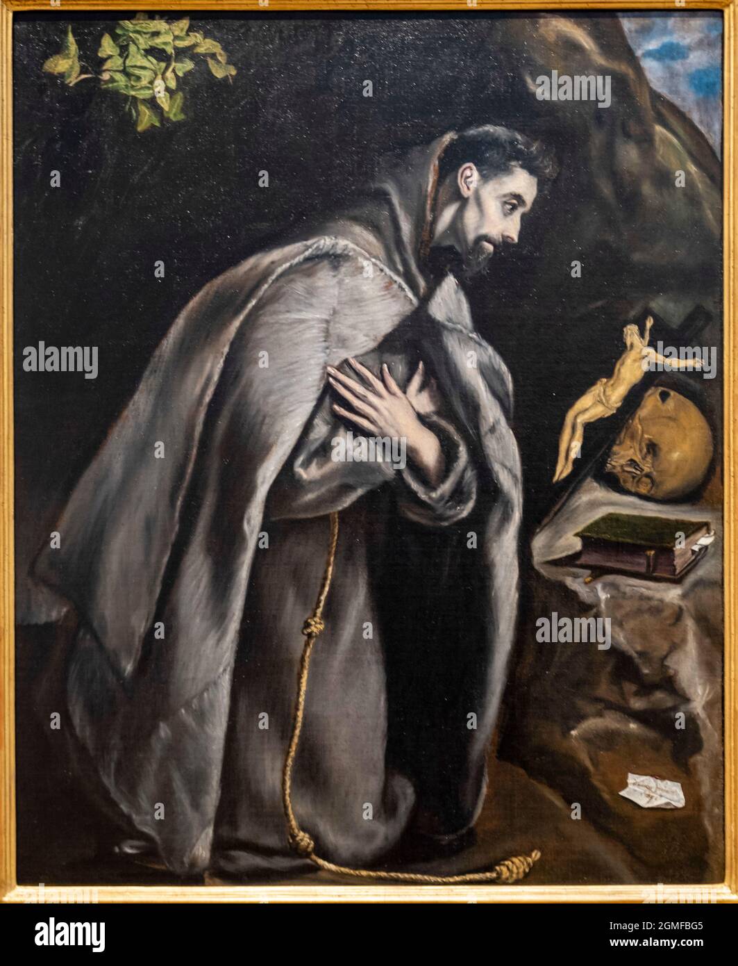Saint Francis in prayer before the Crucifix, El Greco, Doménikos ...