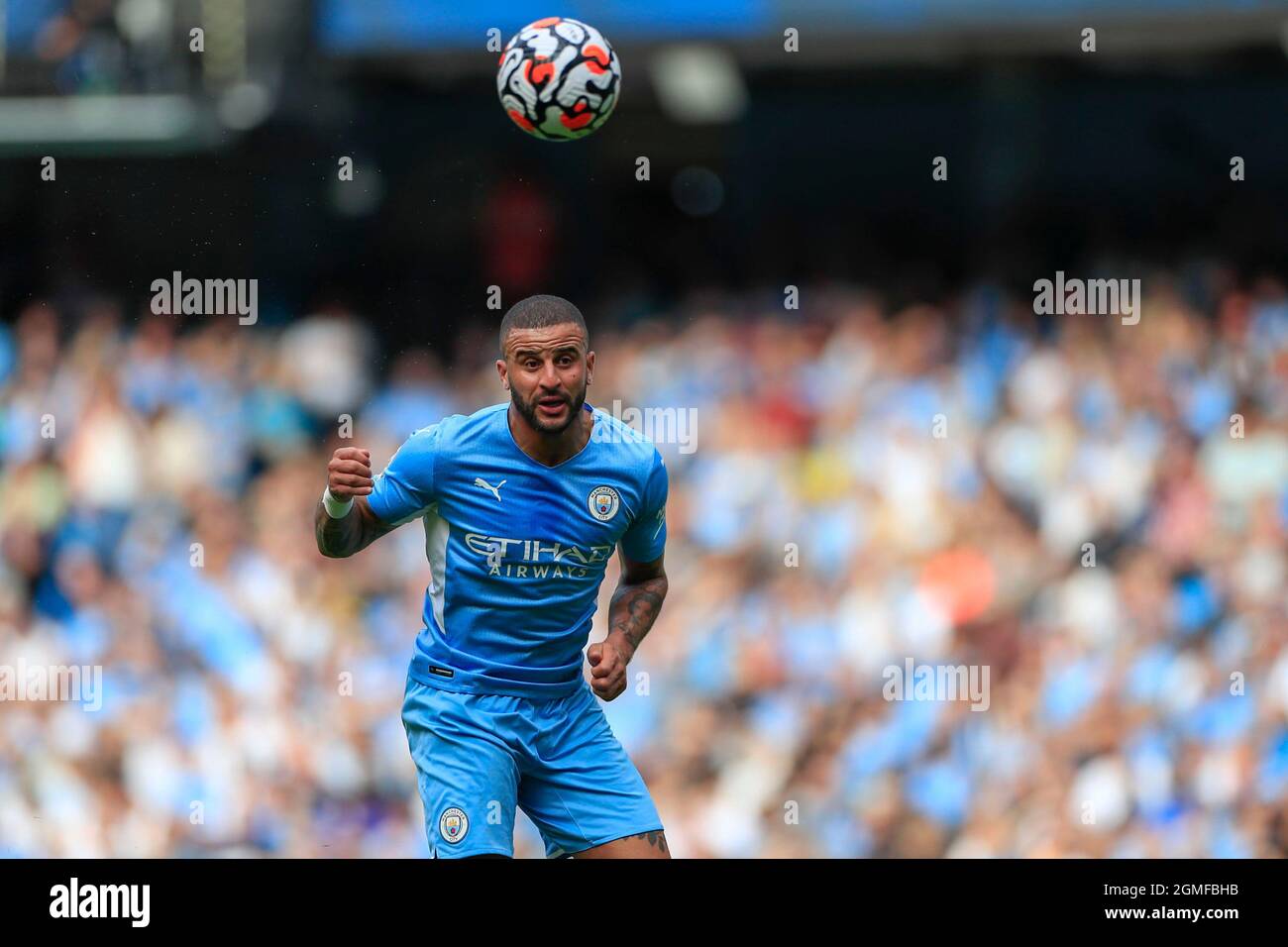 Kyle Walker #2 of Manchester City heads the ball back to his goalkeeper  Stock Photo - Alamy