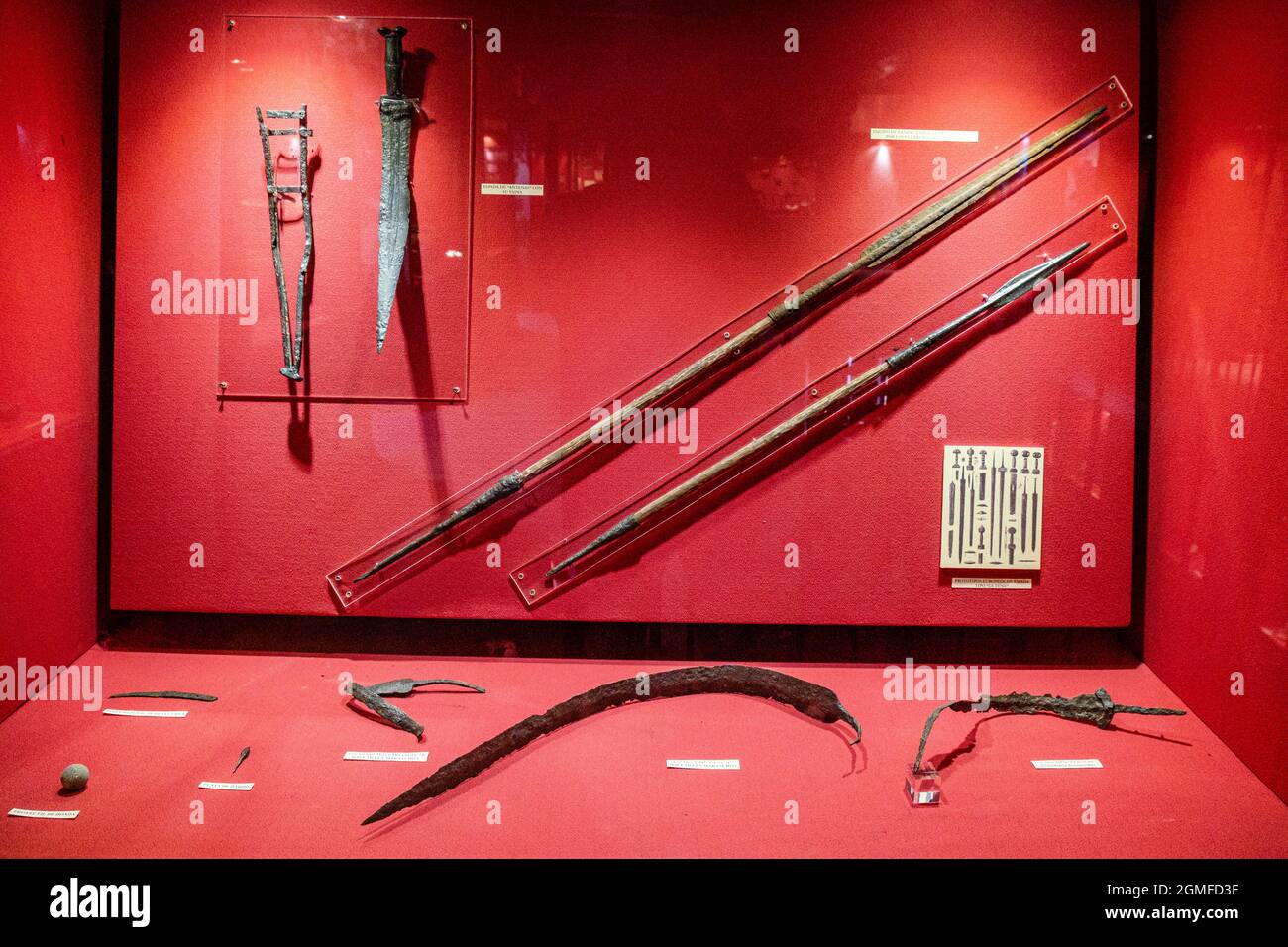 Celtiberian weapons, Museo Comarcal de Molina de Aragón, Guadalajara, Spain. Stock Photo