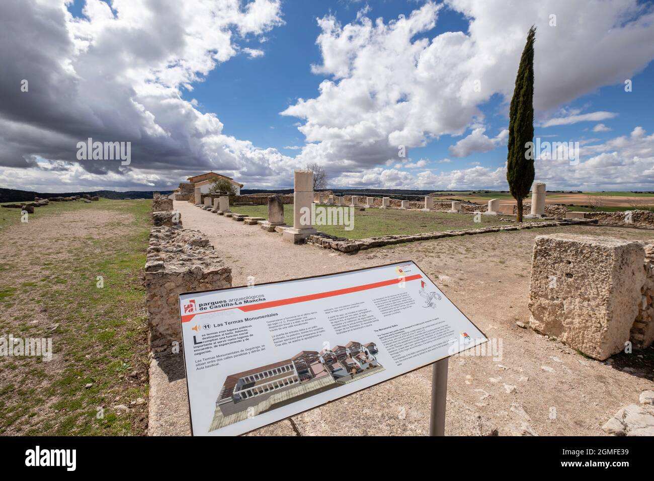 Termas Monumentales, parque arqueológico de Segóbriga, Saelices, Cuenca, Castilla-La Mancha, Spain. Stock Photo