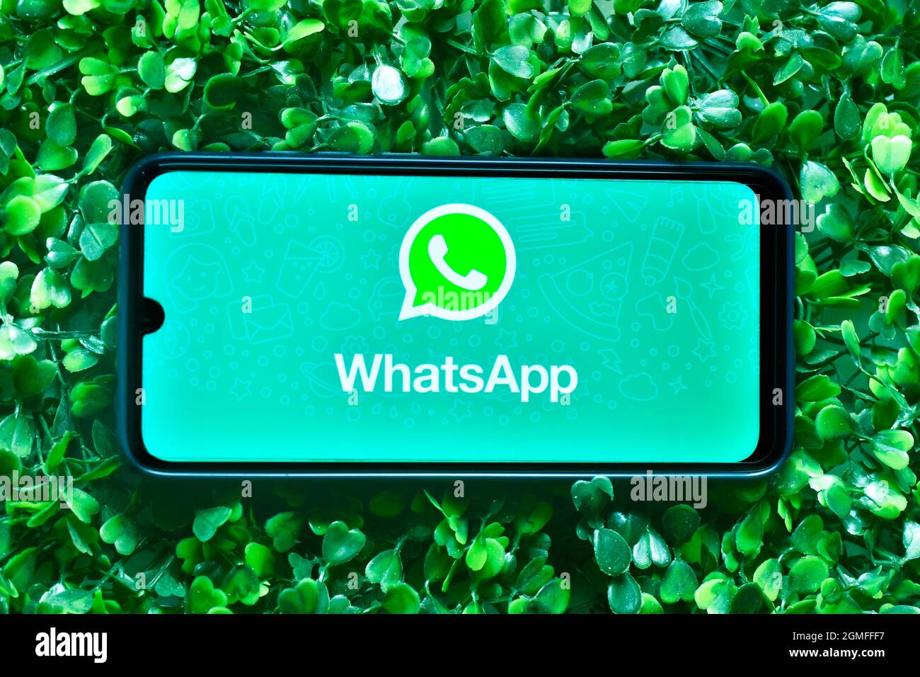 New Delhi, India - September 08, 2019: WhatsApp logo on smartphone Stock Photo