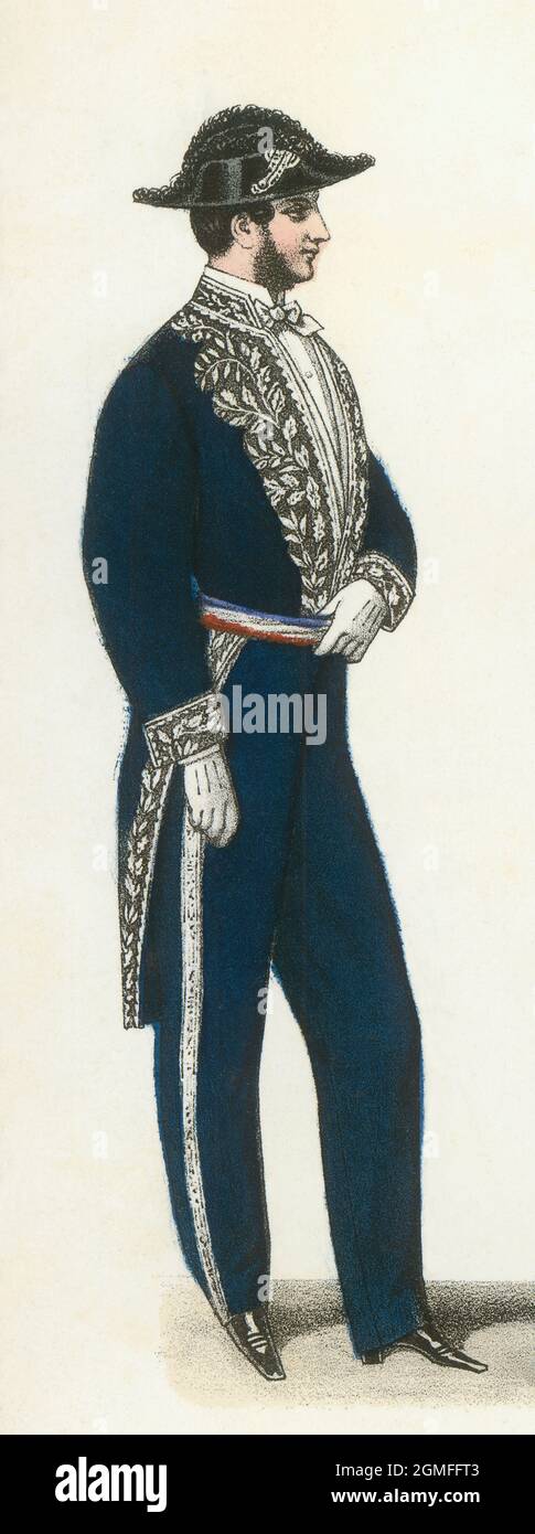 Francia. Siglo XIX. Uniformes y vestidos de gala. Prefecto. Stock Photo