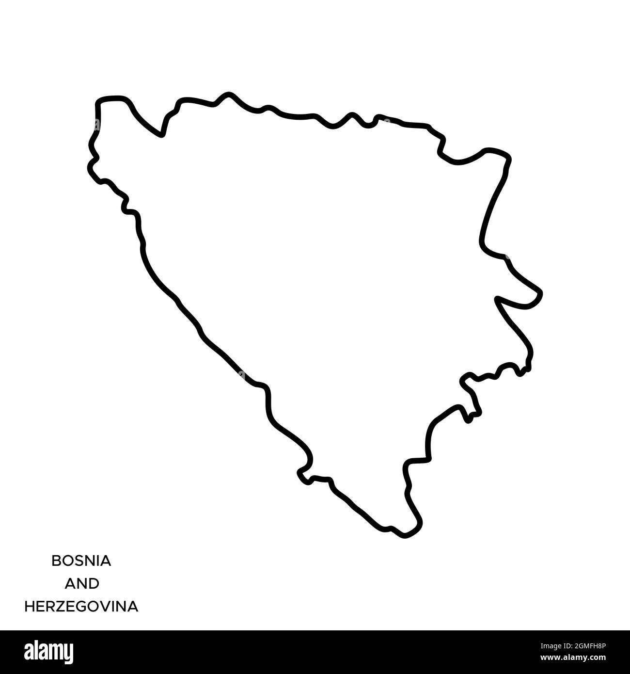 Line map of Bosnia and Herzegovina vector stock illustration design template. Editable stroke. Vector eps 10. Stock Vector