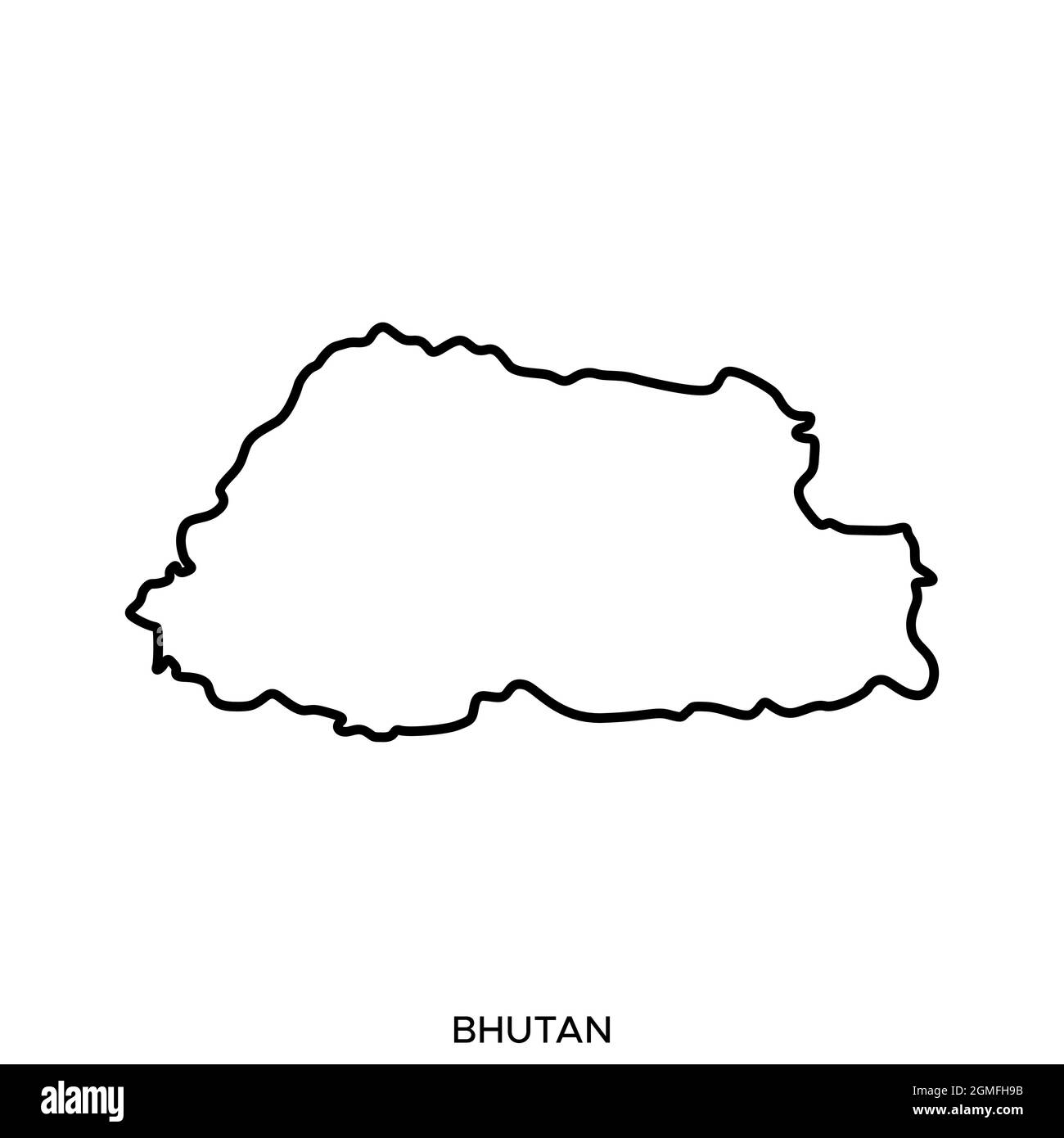 Line map of Bhutan vector stock illustration design template. Editable stroke. Vector eps 10. Stock Vector