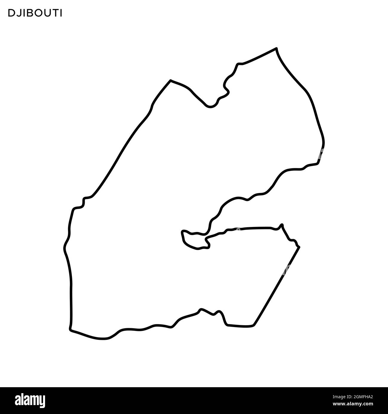 Line map of Djibouti vector stock illustration design template. Editable stroke. Vector eps 10. Stock Vector