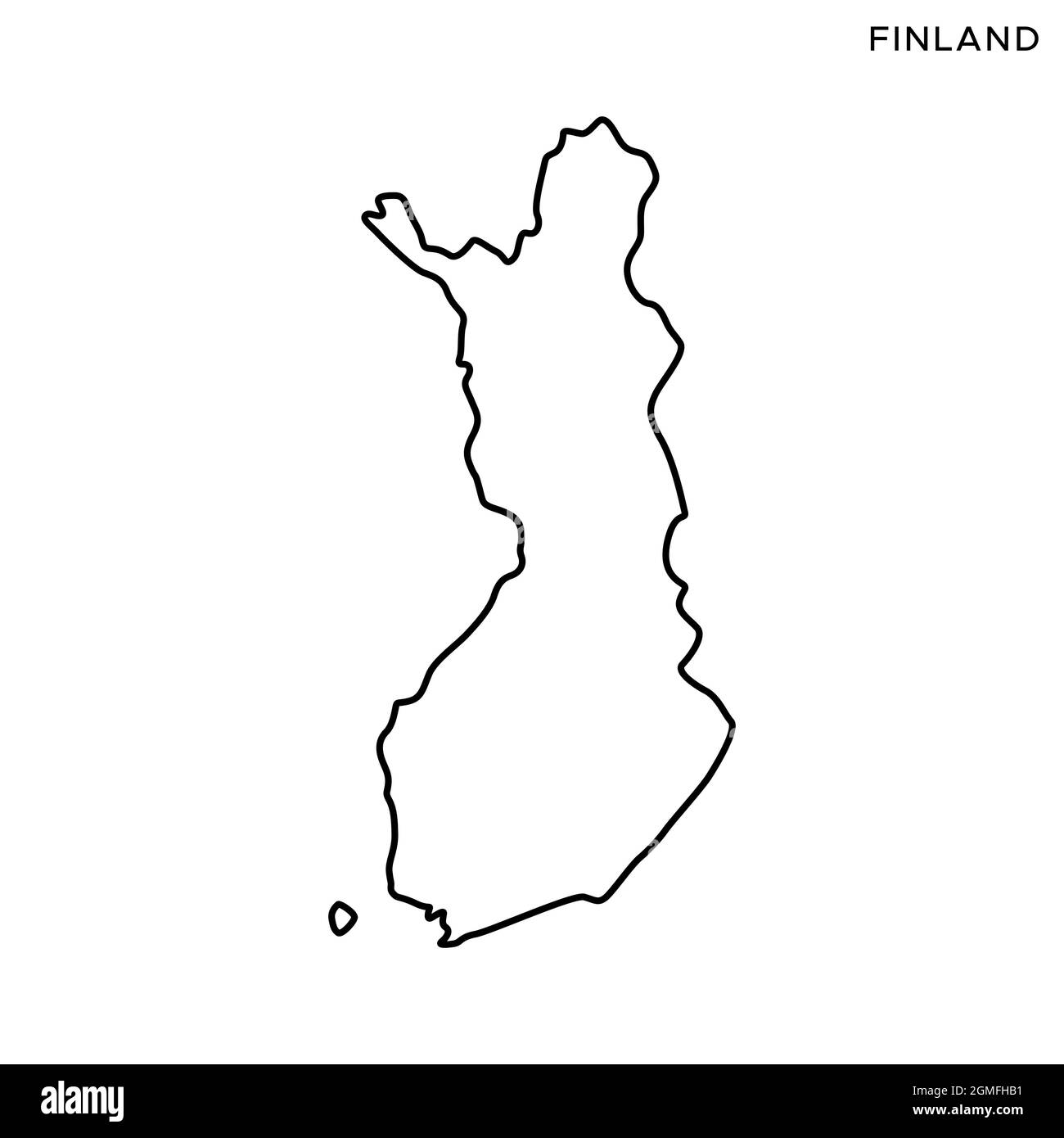 Line map of Finland vector stock illustration design template. Editable stroke. Vector eps 10. Stock Vector
