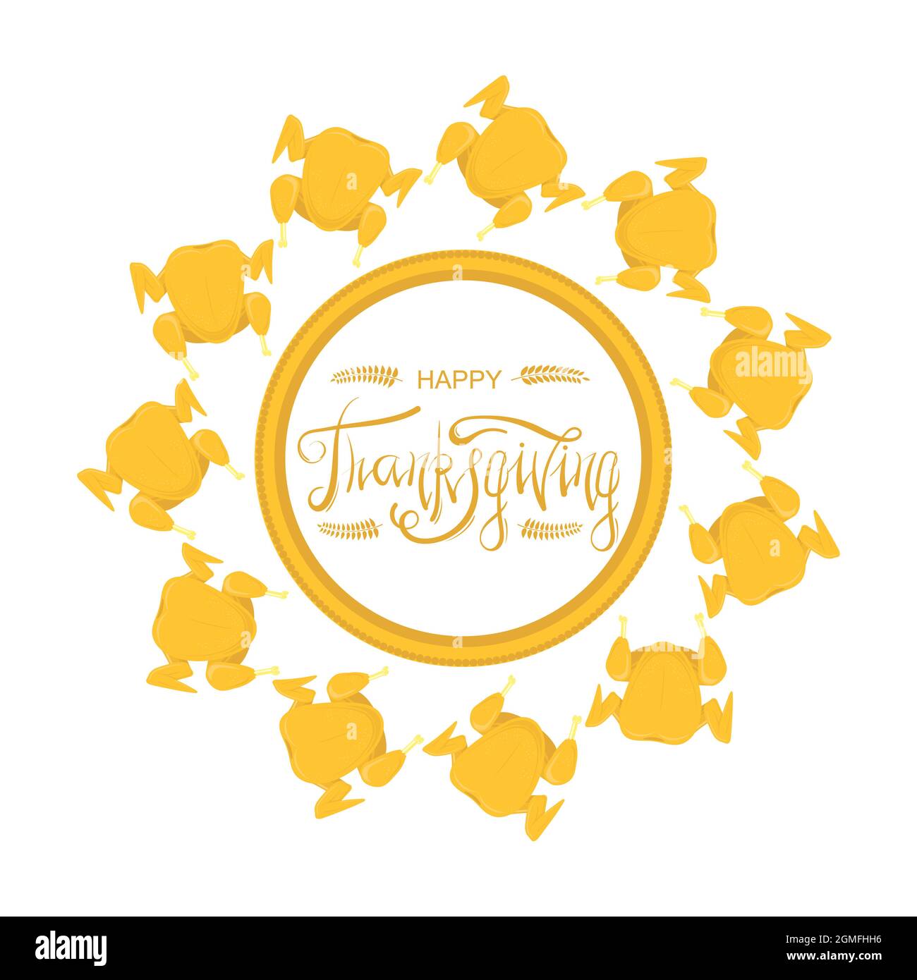 Happy Thanksgiving Greeting Card with Lettering and Roasted Turkey ...