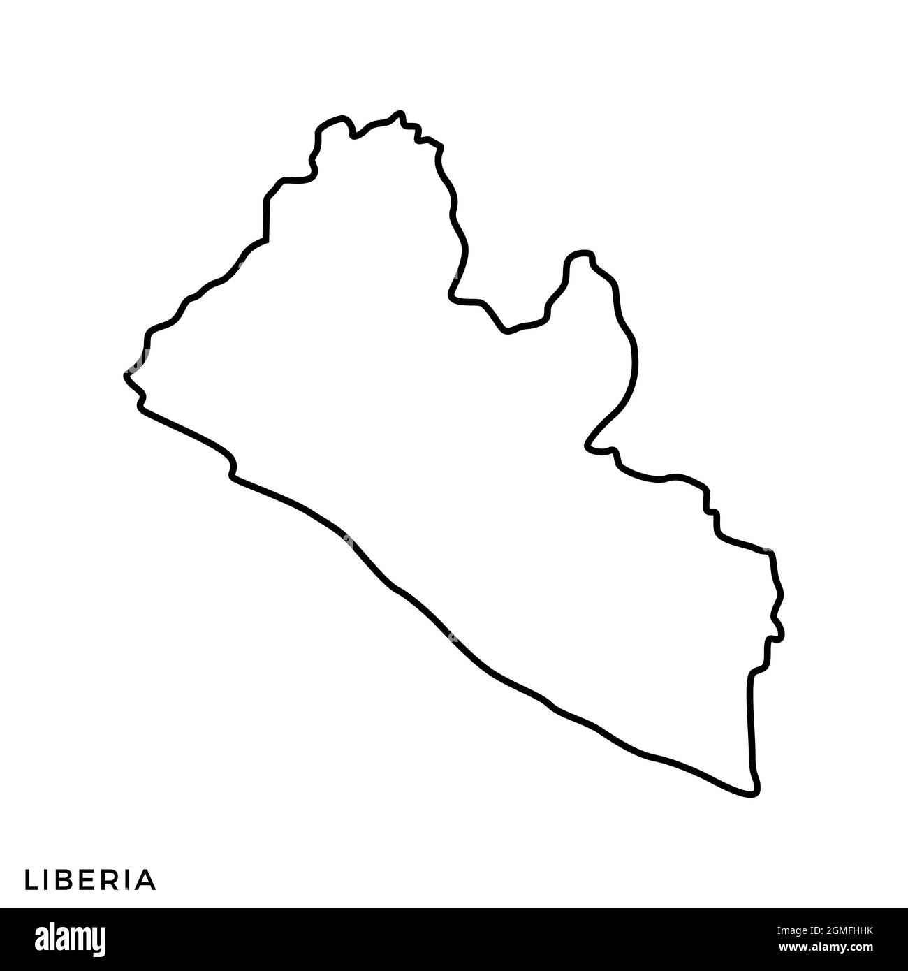 Line map of Liberia vector stock illustration design template. Editable stroke. Vector eps 10. Stock Vector