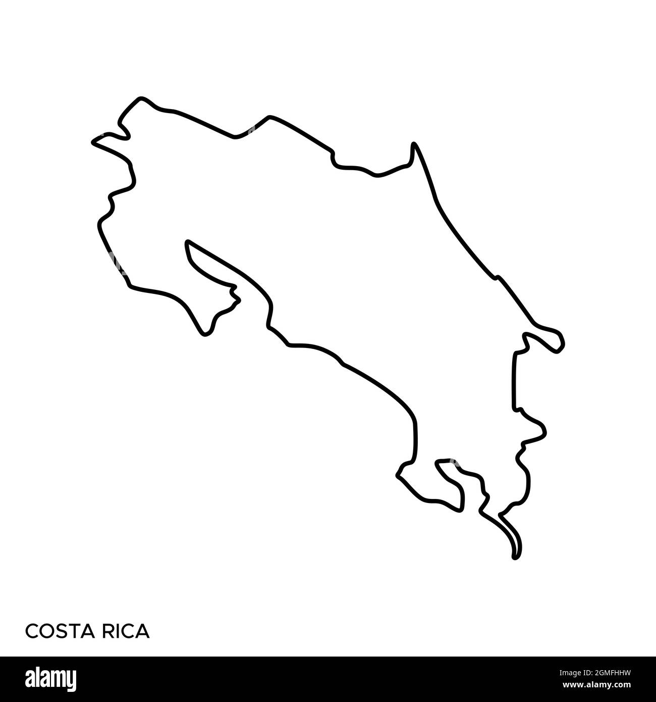 Line map of Costa Rica vector stock illustration design template. Editable stroke. Vector eps 10. Stock Vector