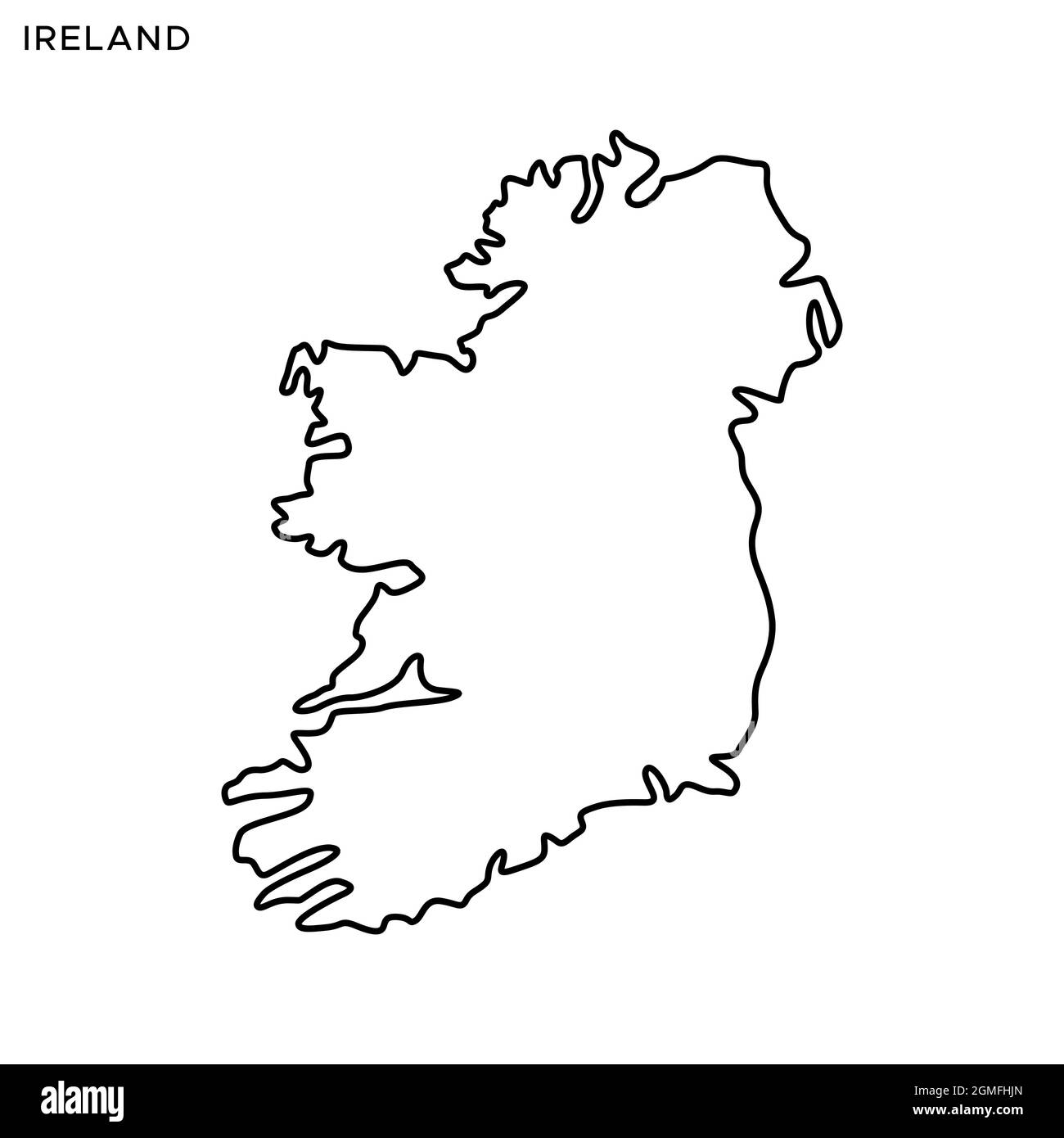 Line map of Ireland vector stock illustration design template. Editable stroke. Vector eps 10. Stock Vector