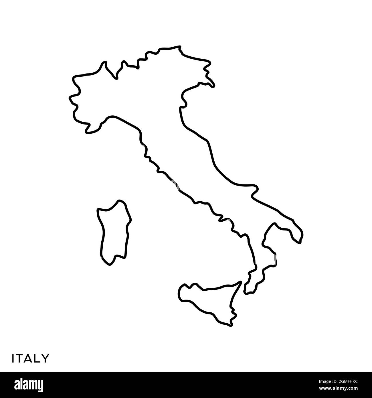 Line map of Italy vector stock illustration design template. Editable stroke. Vector eps 10. Stock Vector