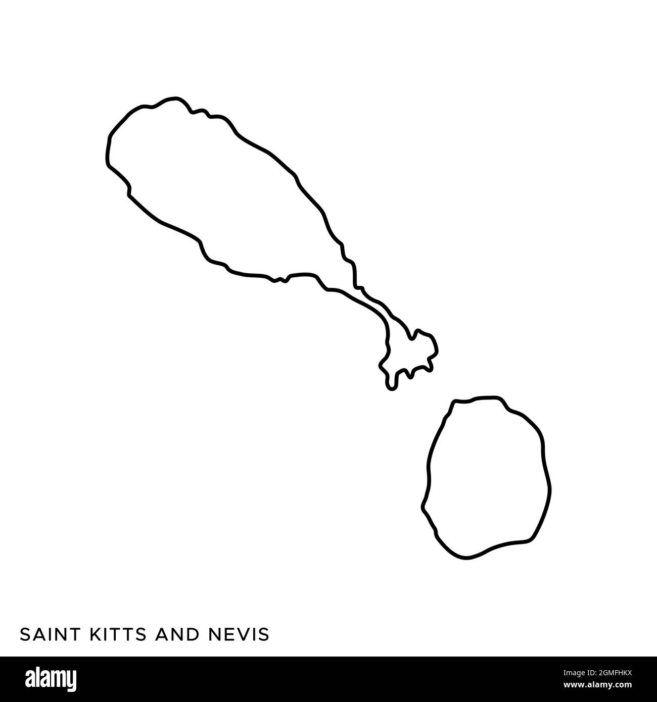 Line map of Saint Kitts and Nevis vector stock illustration design template. Editable stroke. Vector eps 10. Stock Vector