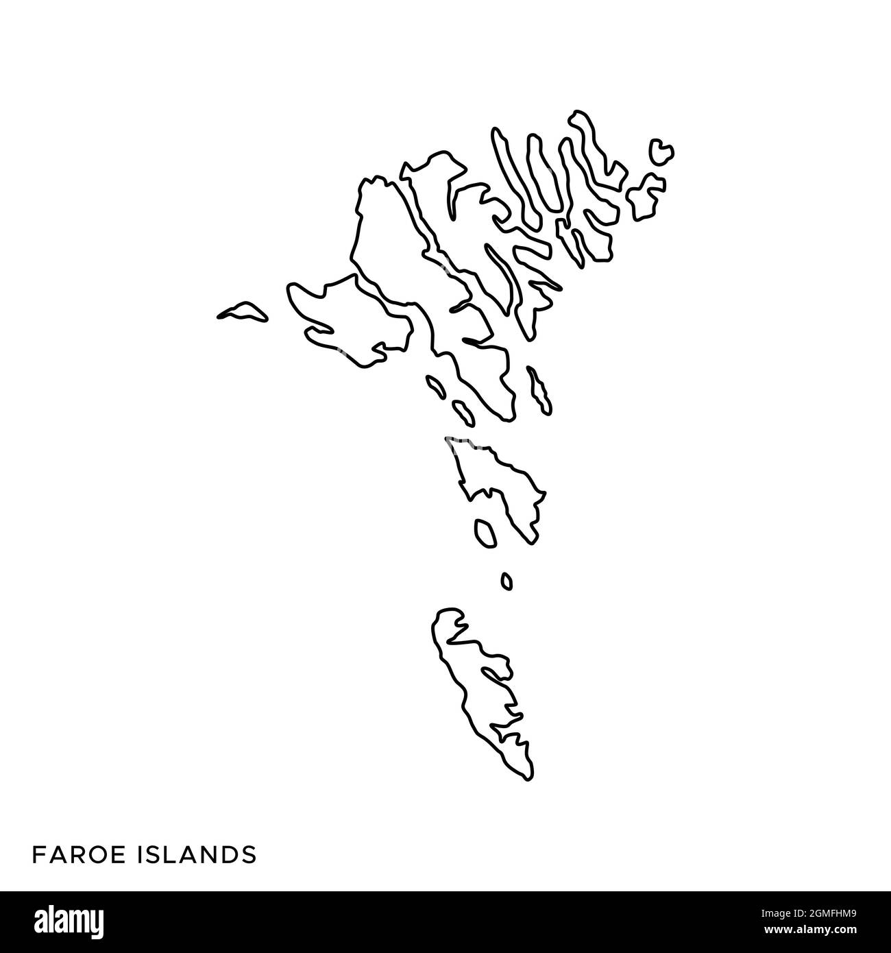 Line map of Faroe Islands vector stock illustration design template. Editable stroke. Vector eps ...