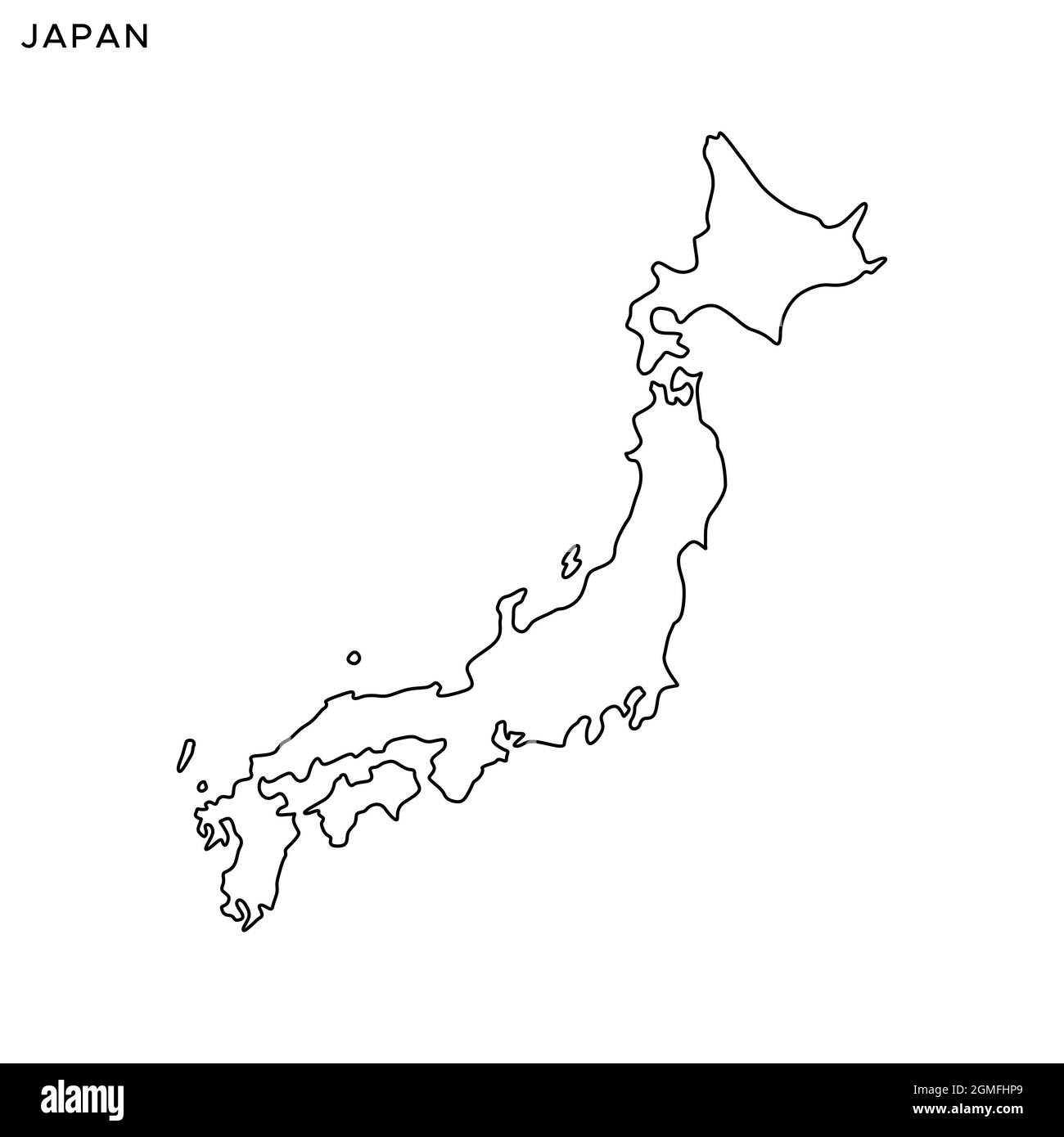 Line map of Japan vector stock illustration design template. Editable stroke. Vector eps 10. Stock Vector