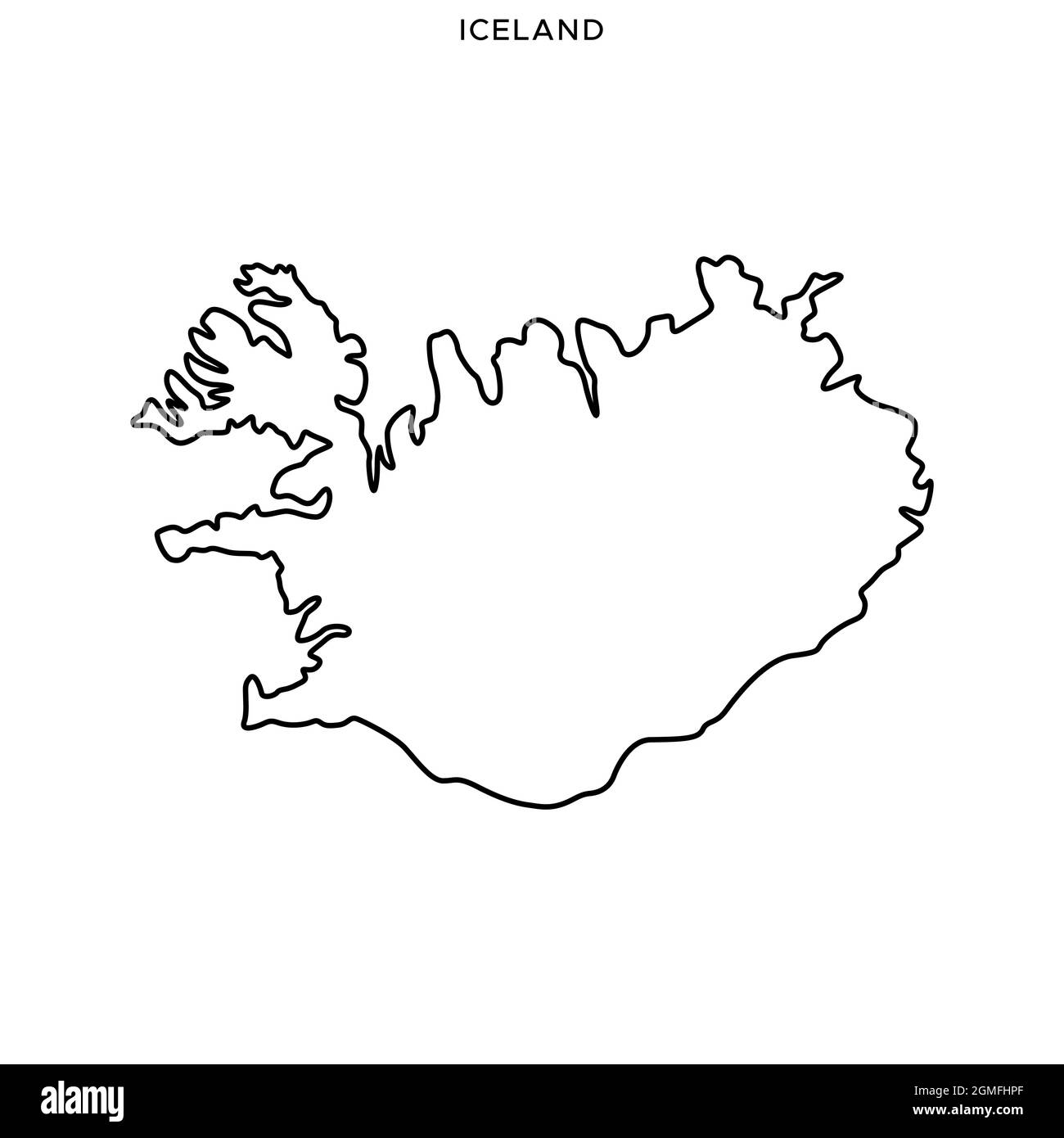 Line map of Iceland vector stock illustration design template. Editable stroke. Vector eps 10. Stock Vector