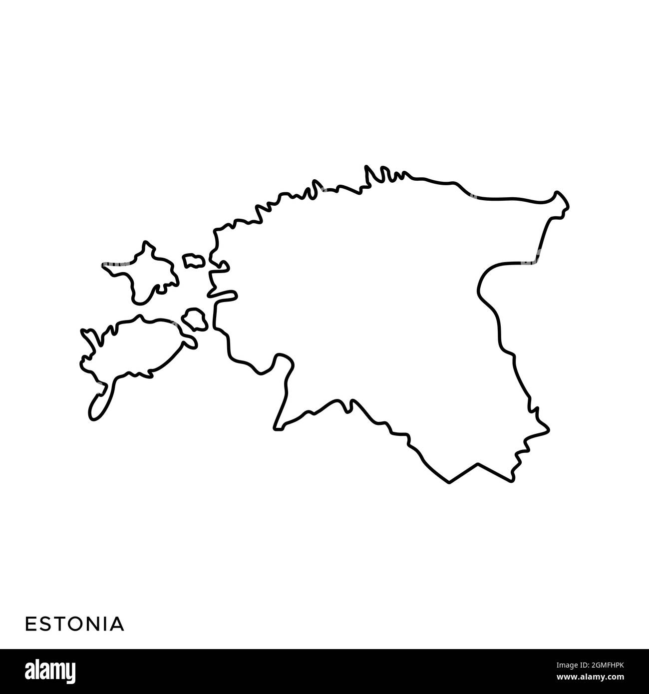 Line map of Estonia vector stock illustration design template. Editable stroke. Vector eps 10. Stock Vector