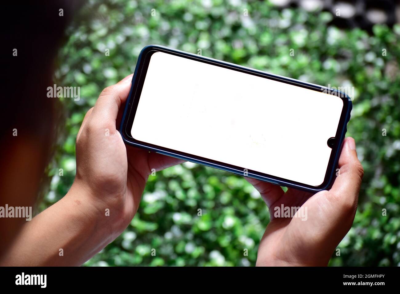 Hand Holding Blank Screen Smartphone Stock Photo