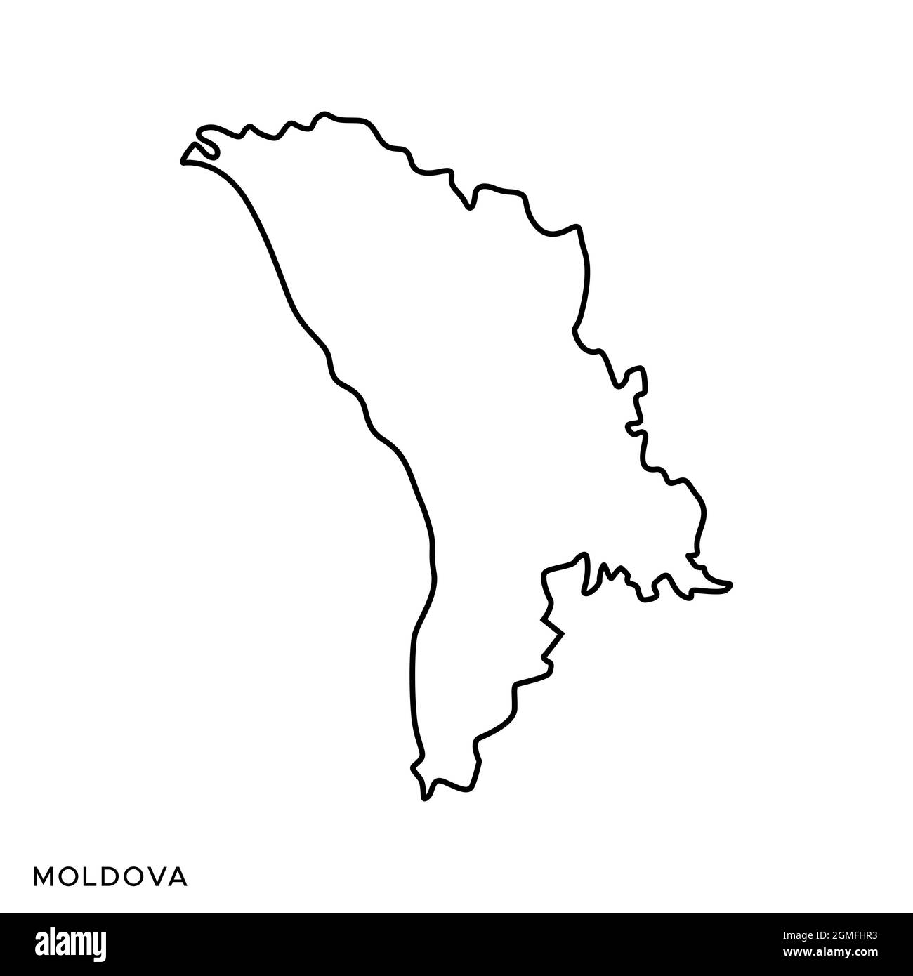 Line map of Moldova vector stock illustration design template. Editable stroke. Vector eps 10. Stock Vector