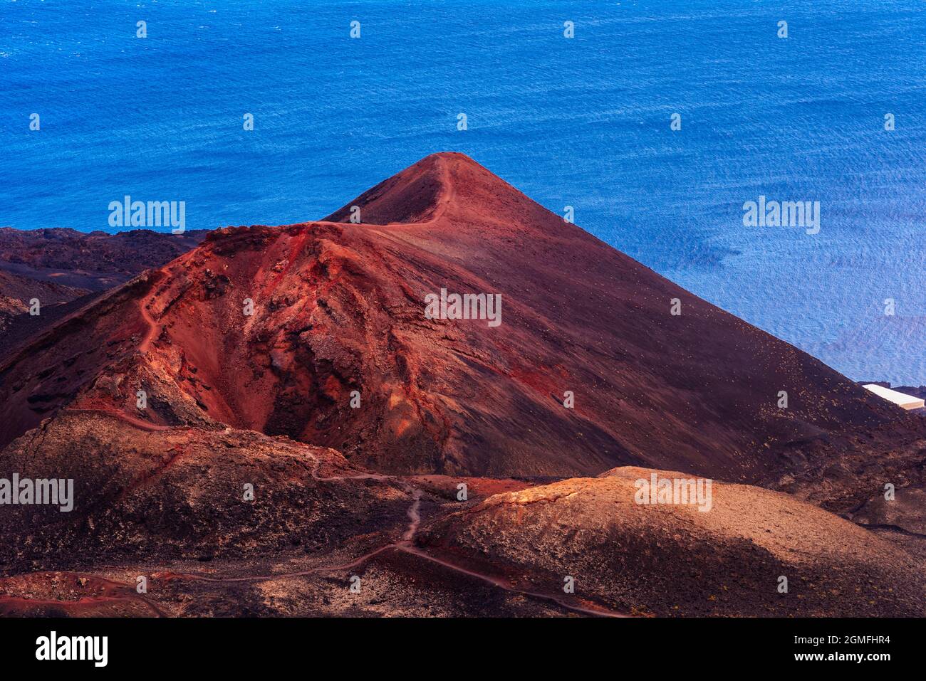Teneguia Volcano cinder cone in the Island of La Palma, one of the Canary Islands, in the Cumbre Vieja volcano area Stock Photo