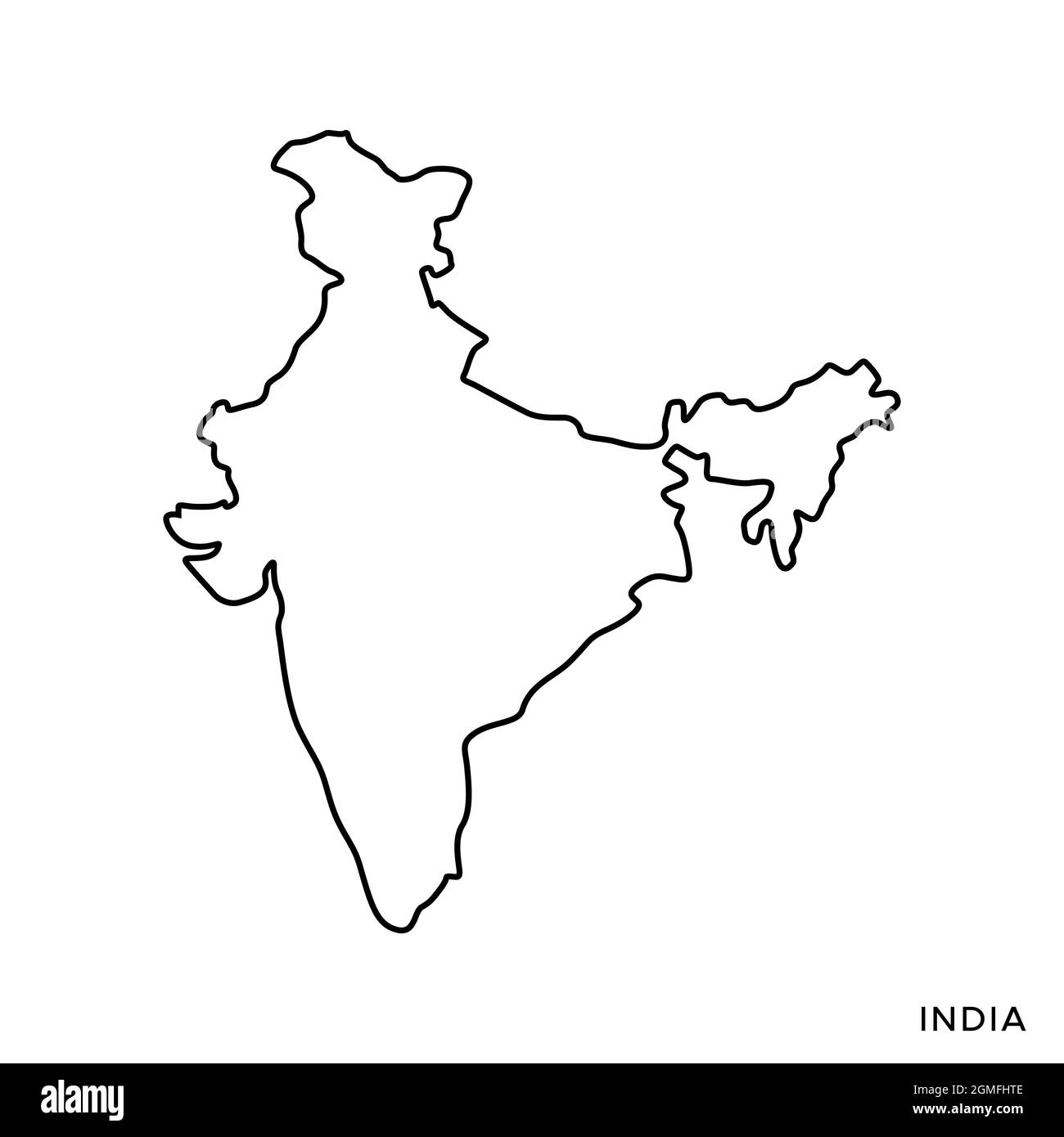 Line map of India vector stock illustration design template. Editable stroke. Vector eps 10. Stock Vector