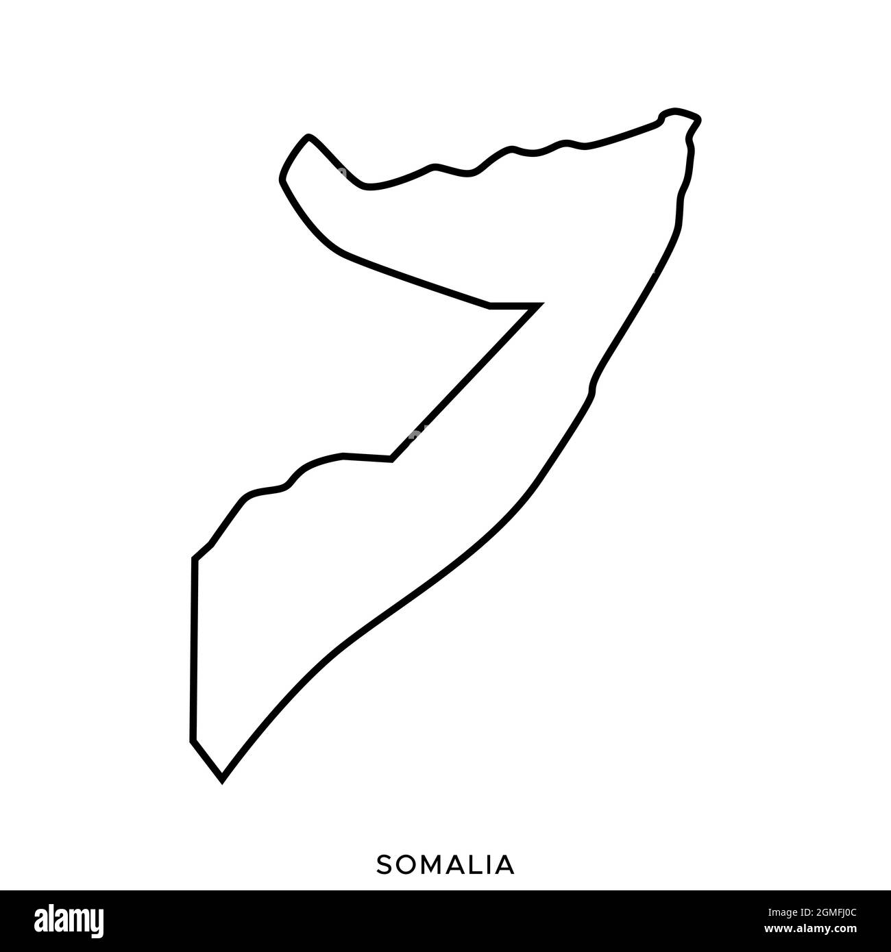 Line map of Somalia vector stock illustration design template. Editable stroke. Vector eps 10. Stock Vector