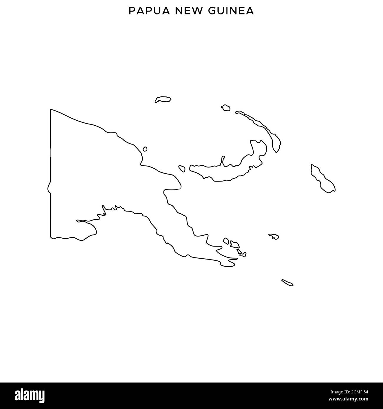 Line map of Papua New Guinea vector stock illustration design template. Editable stroke. Vector eps 10. Stock Vector