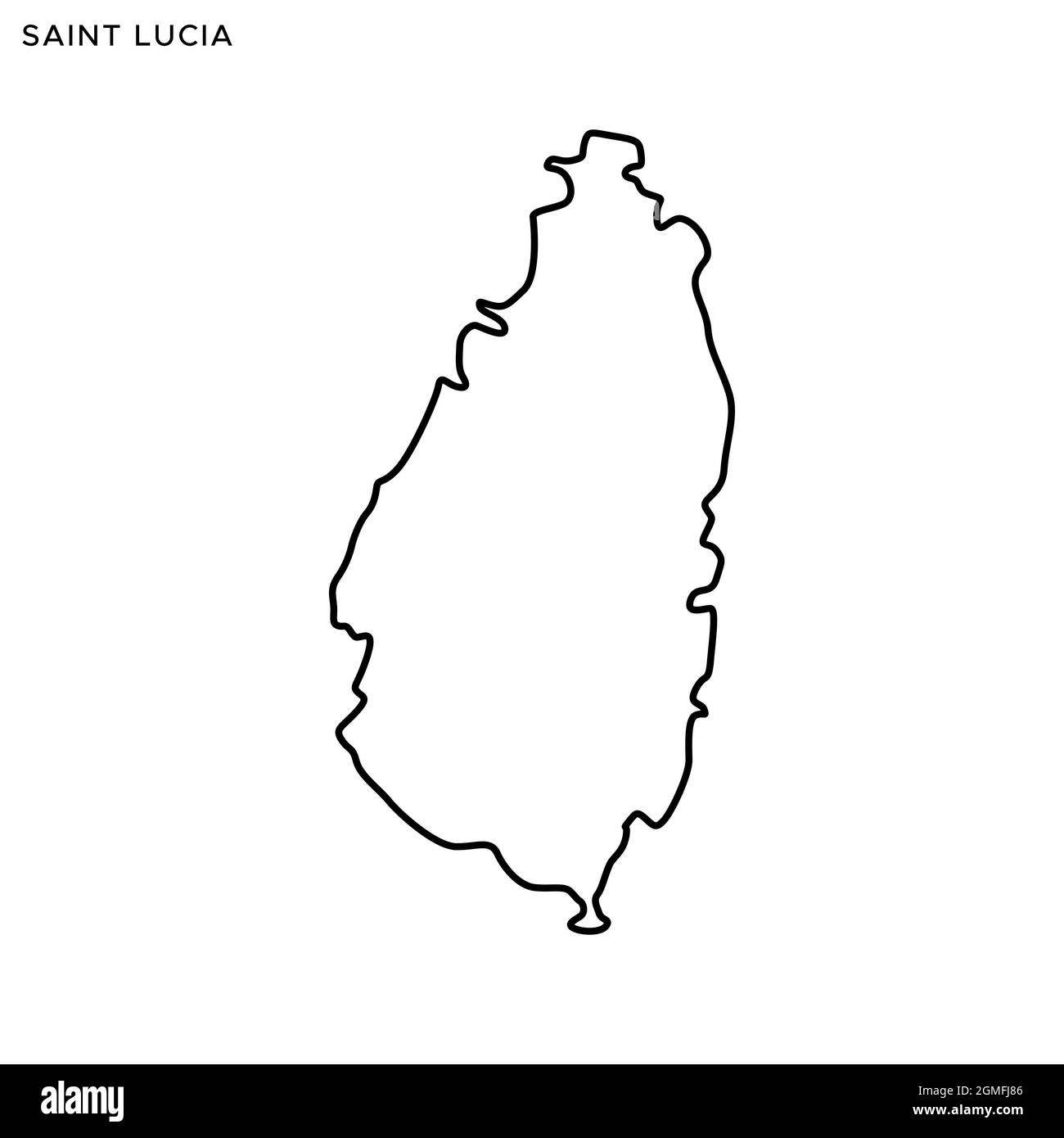 Line map of Saint Lucia vector stock illustration design template. Editable stroke. Vector eps 10. Stock Vector