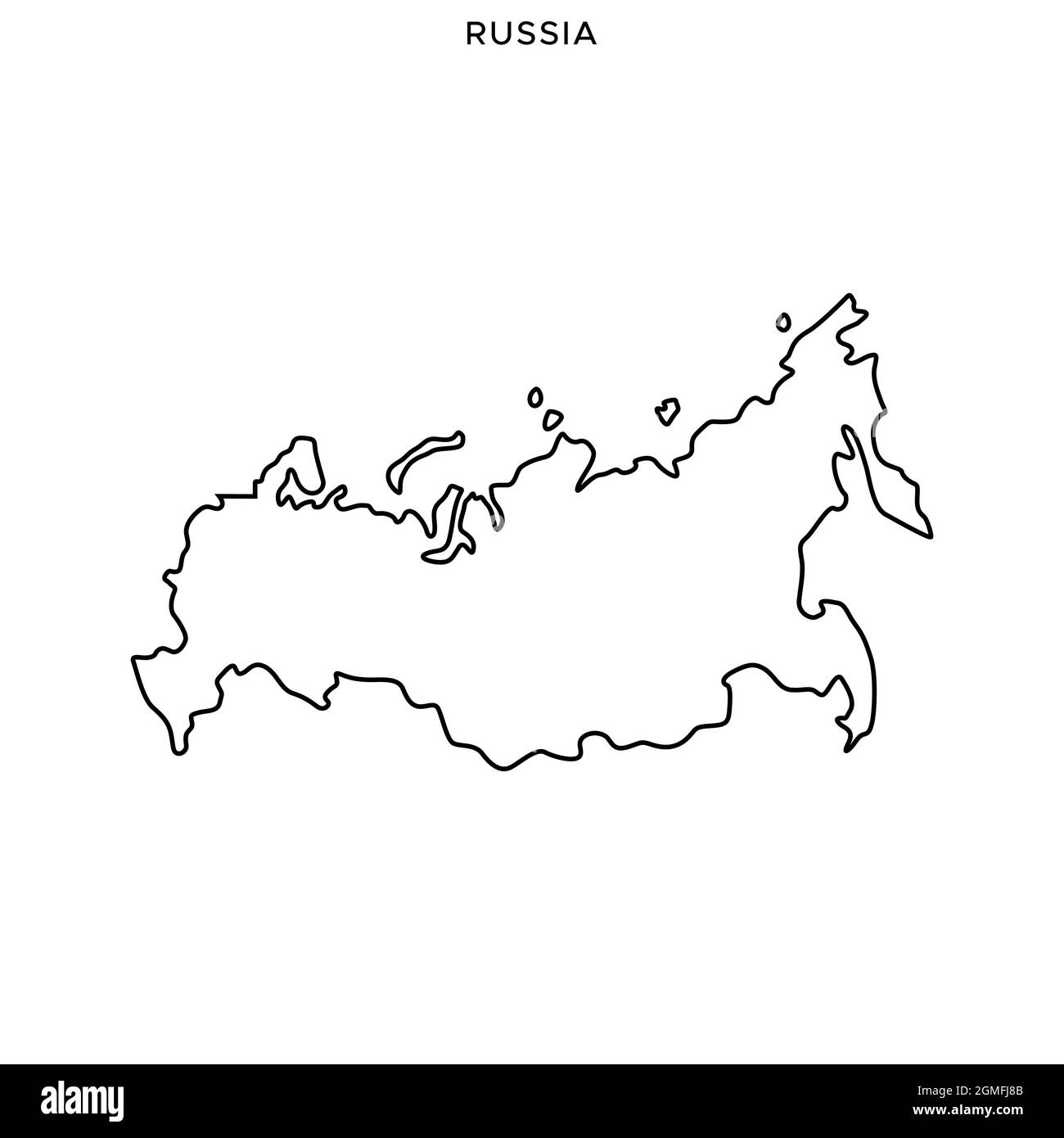 Line map of Russia vector stock illustration design template. Editable stroke. Vector eps 10. Stock Vector
