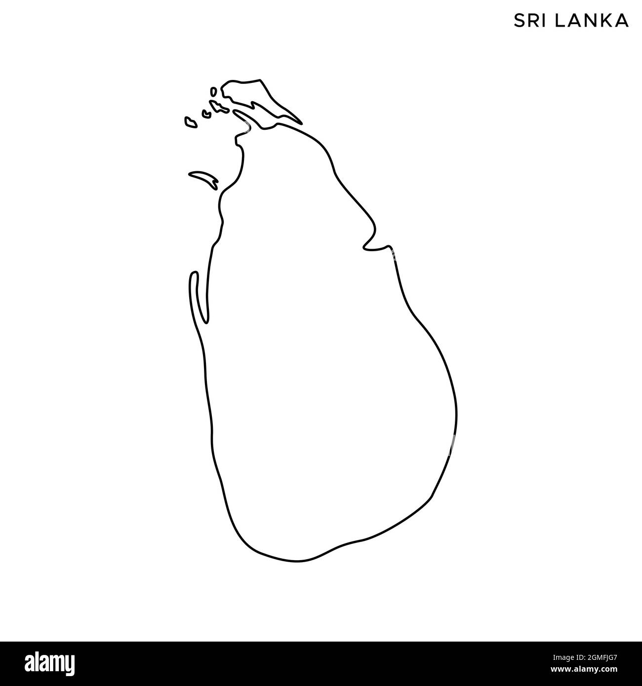 Line map of Sri Lanka vector stock illustration design template. Editable stroke. Vector eps 10. Stock Vector