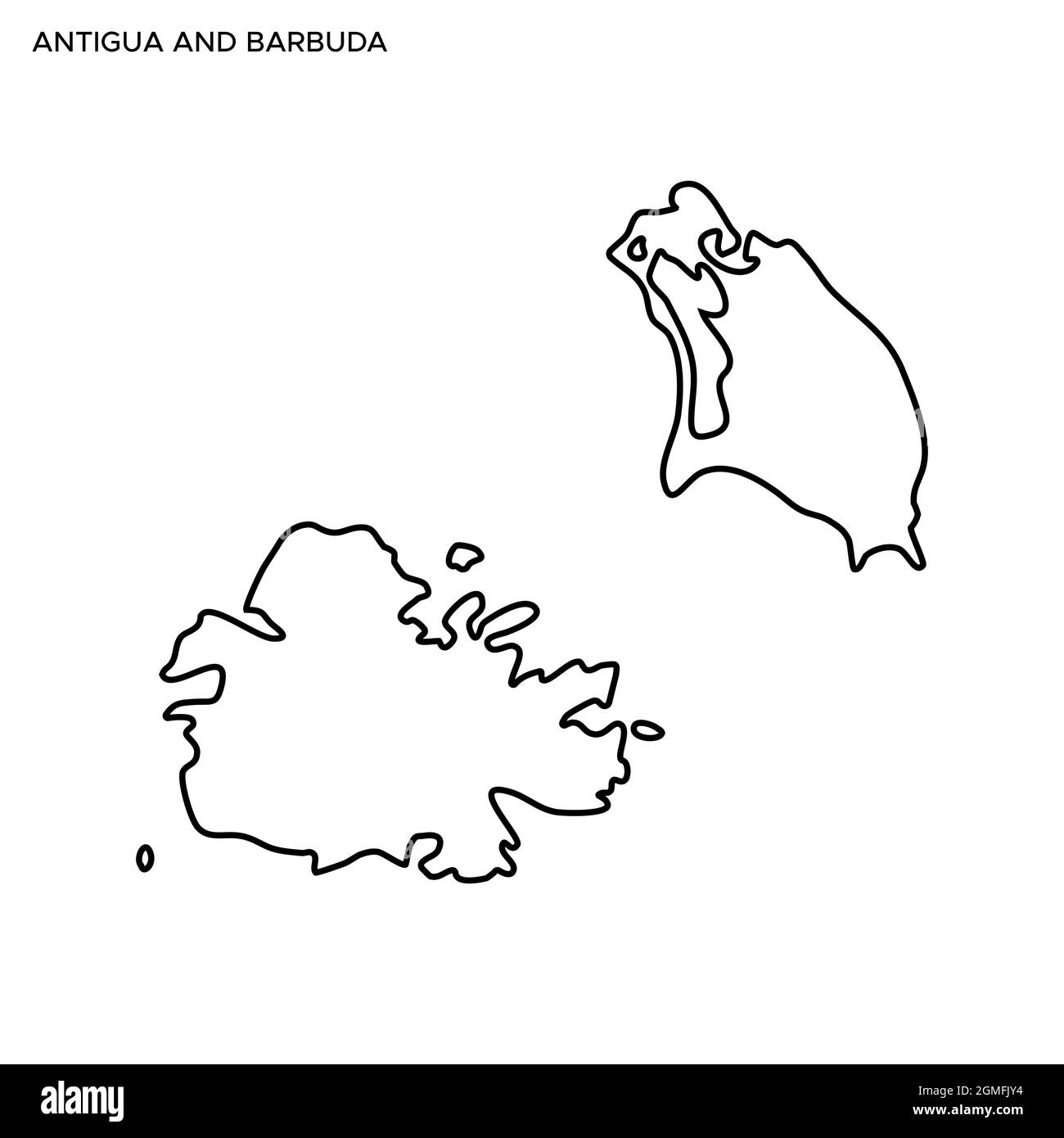 Line map of Antigua and Barbuda vector stock illustration design template. Editable stroke. Vector eps 10. Stock Vector