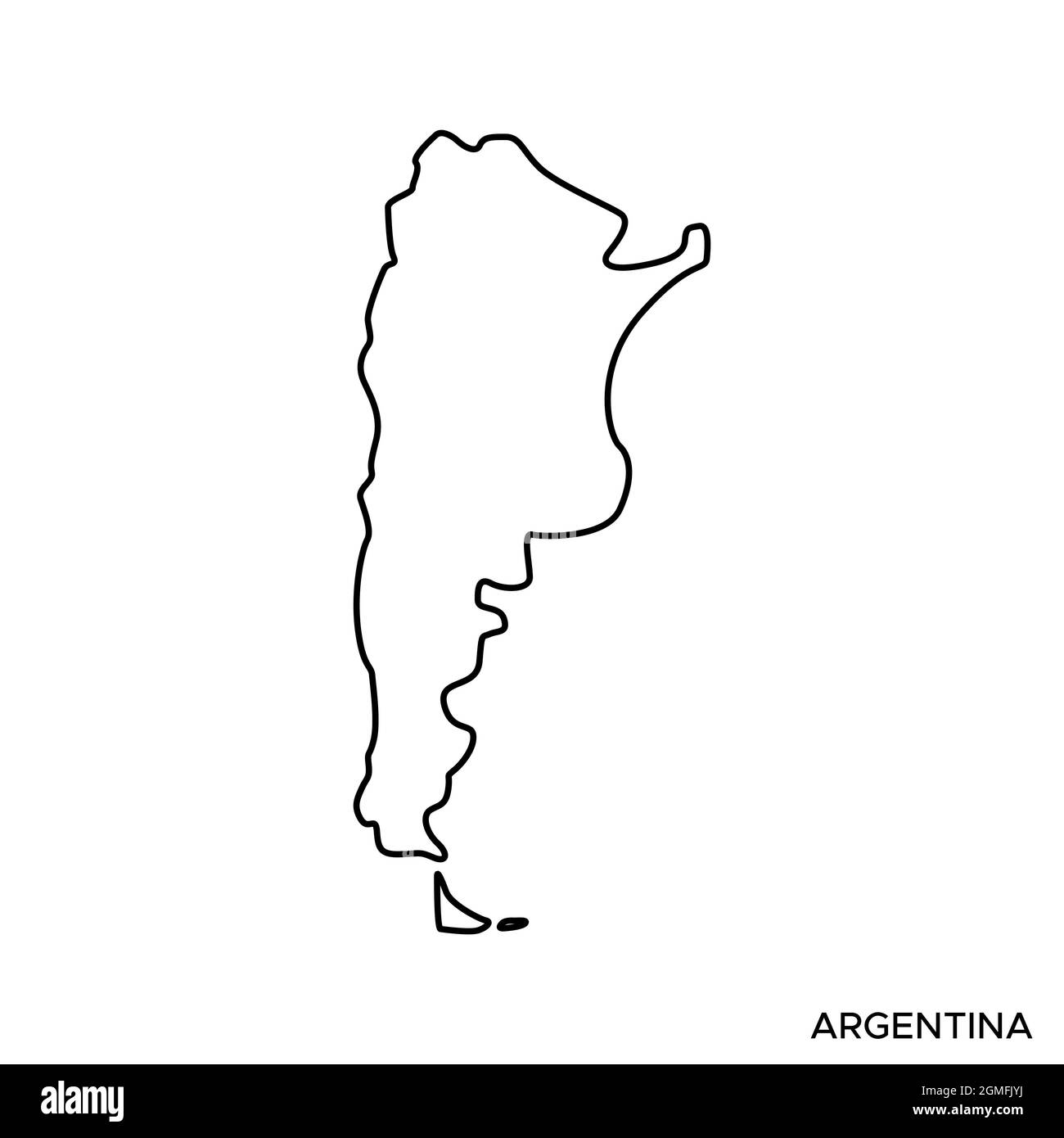 Line map of Argentina vector stock illustration design template. Editable stroke. Vector eps 10. Stock Vector