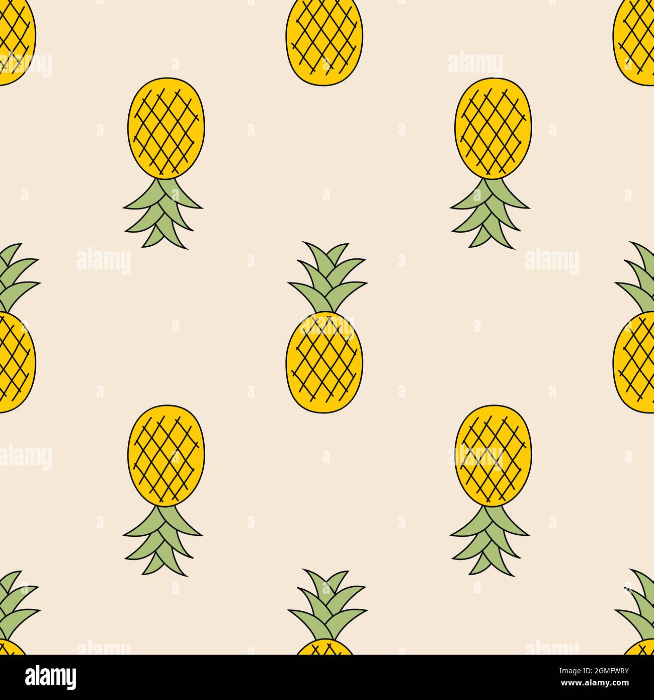 Pineapple cute seamless pattern background for kids textile. Vector ...