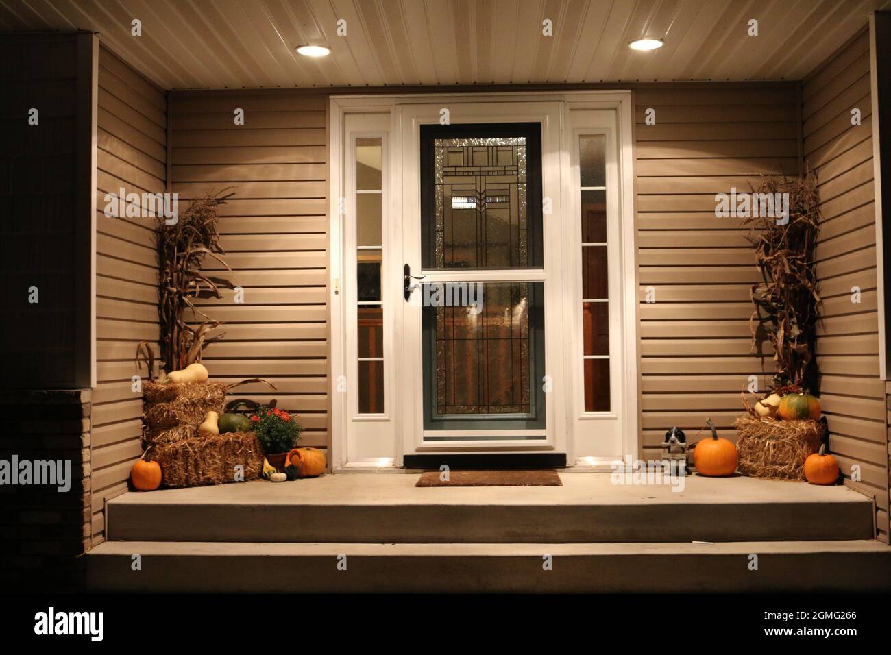 Fall porch decor Stock Photo