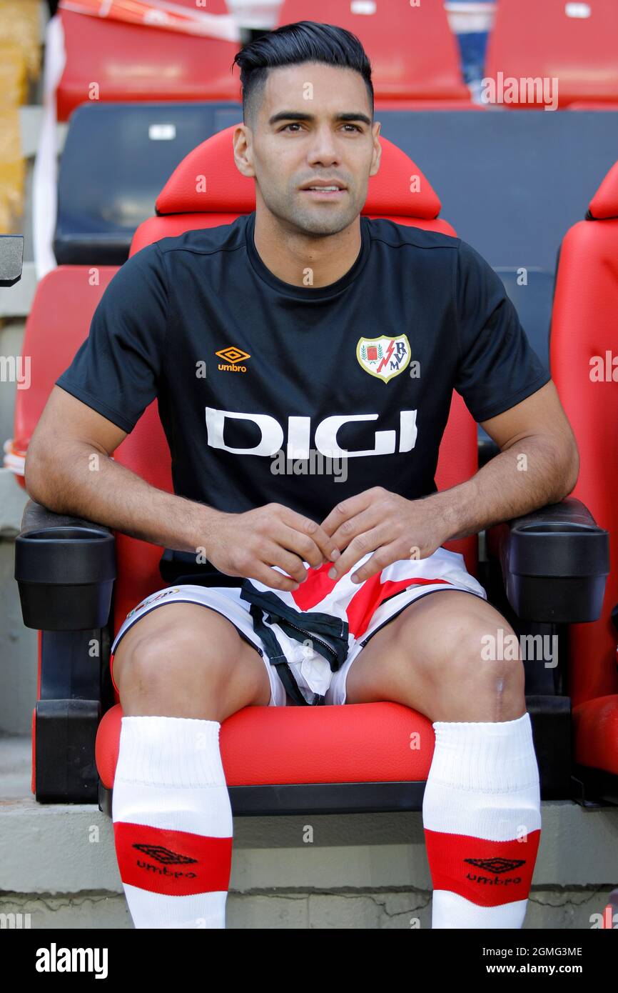 Radamel Falcao of Rayo Vallecano during the La Liga match between Rayo Vallecano and Getafe CF at Estadio de Vallecas in Madrid, Spain. Stock Photo