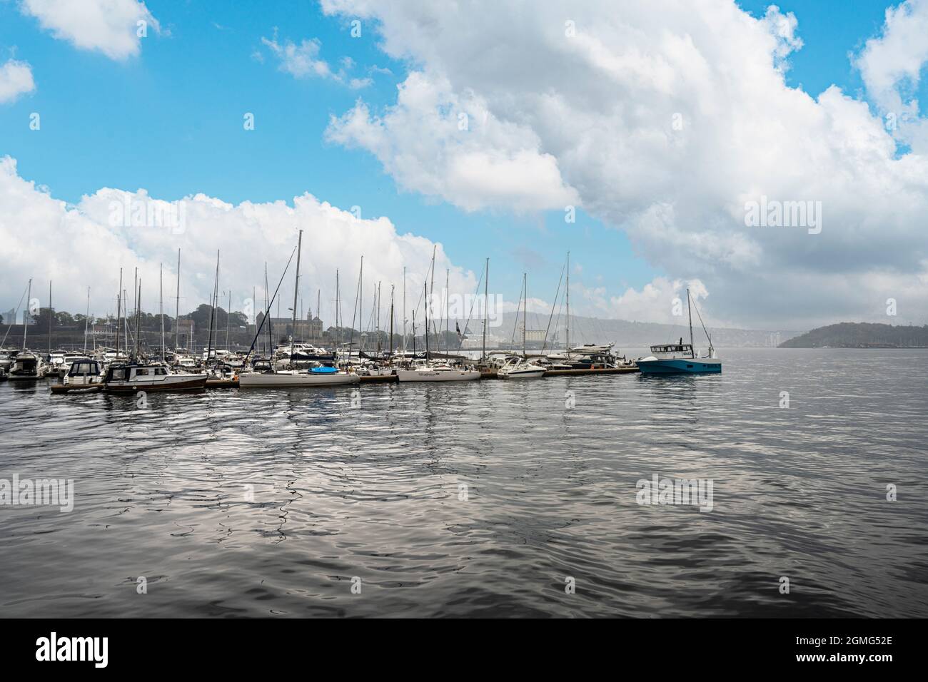 Oslo, Norway. September 2021. view of the  boats in the Oslo marina Stock Photo